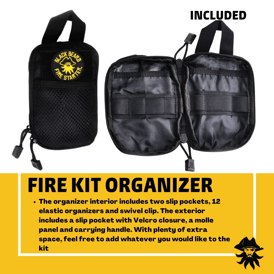 Black Beard Pirate's Plunder Fire Starter Kit with Waterproof Plasma Arc Lighter, Ferro Rod & Fire Starter Rope for Campfires in All-Weather Waterproof & Windproof