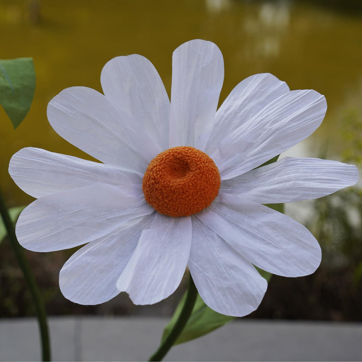 ZEYEXE Giant Flower for Decoration,Large Faux Daisy with Stand,Giant Artificial Flowers Decor Oversized Paper Flowers for Garden Party,Home,Weddings,Event & Commercial Display (White)