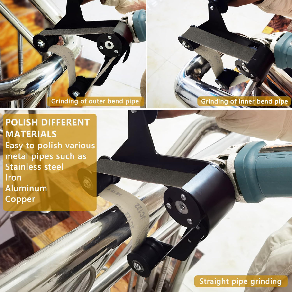 Pipe Belt Sander - 1480W Industrial Grade Pipe Tube Polishing Sandingwith 6 Variable Speeds,Suitable for Polishing Various Circular Pipe Materials,Woodworking and Metal Rust Removal(45Pcs Belts).
