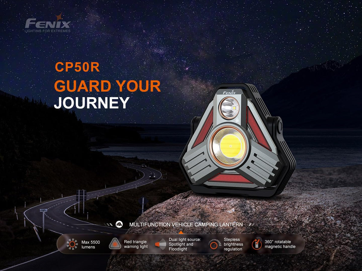Fenix CP50R Rechargeable Lantern/Worklight/Flashlight/Camping/Emergency/Road-Side Light, 5500 Lumen Spot/Floodlight, Multi-Color Temperature w/ EdisonBright Acc case