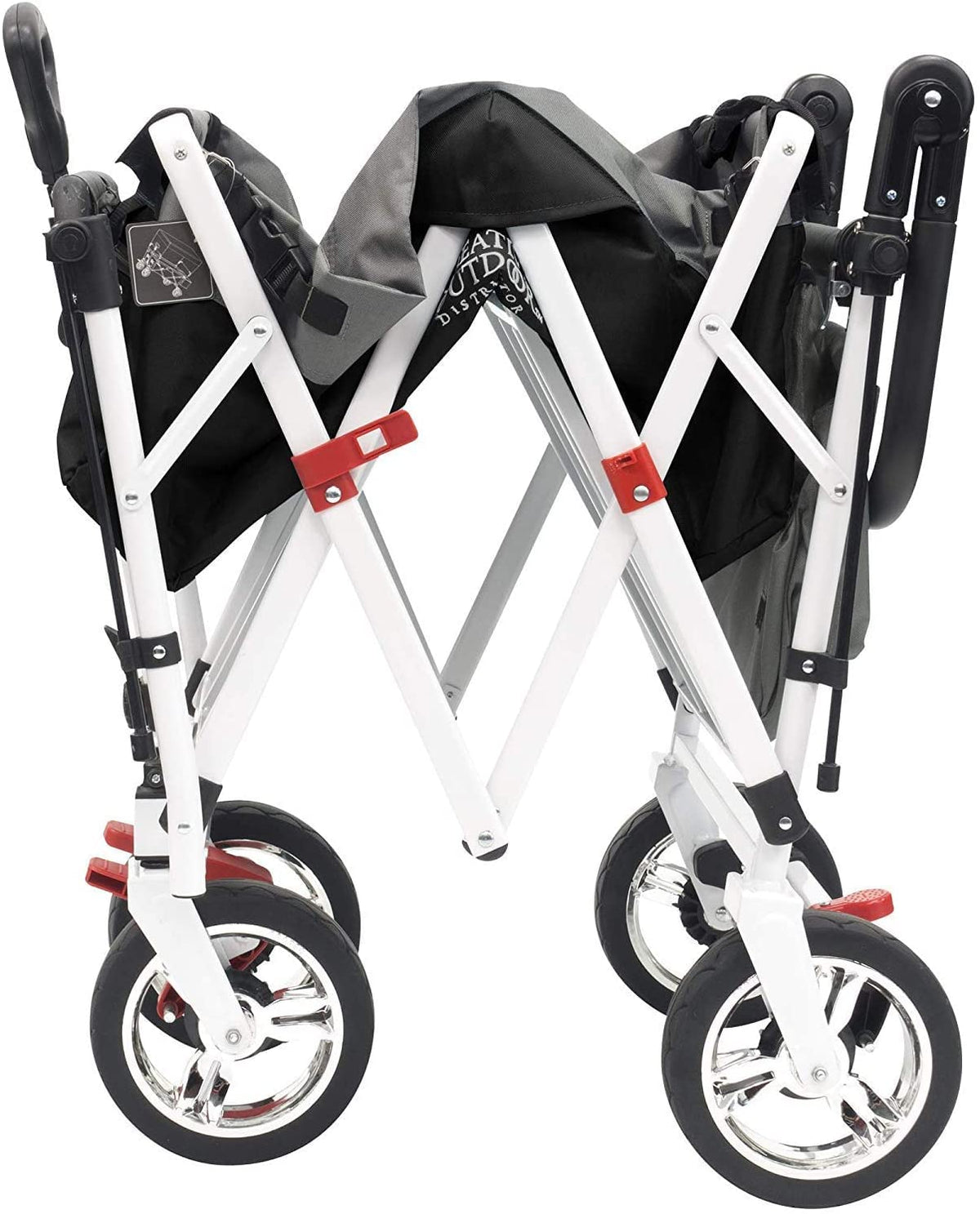 Creative Outdoor Push Pull Folding Wagon for Cargo | Beach Park Garden Sports & Camping | Black with Canopy