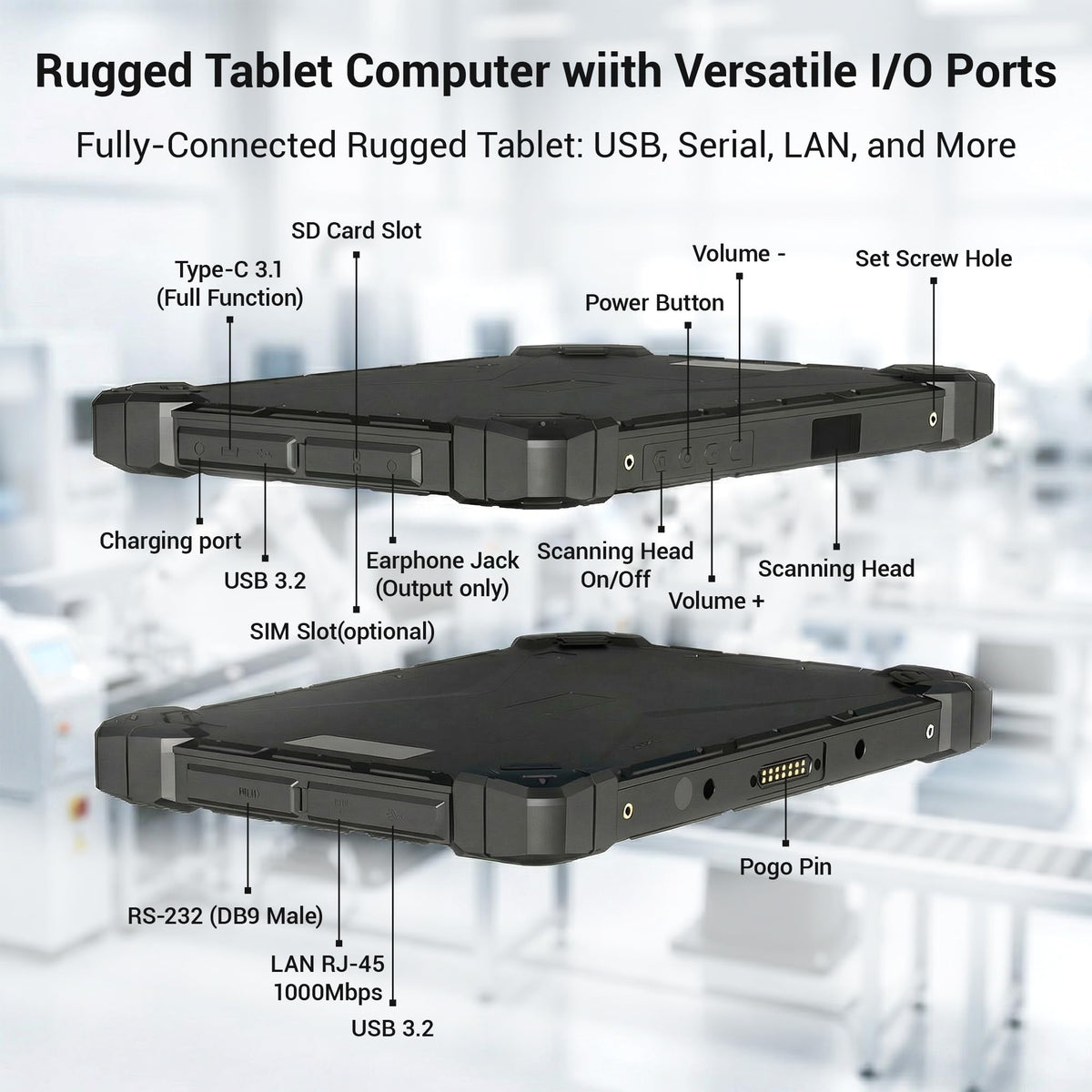 Rugged Tablet PC-HEIGAOLAPC Industrial Tablet Computer 10.1" Win11 Pro, IP67 Waterproof, Shockproof & Dustproof, 8000mAh Battery, N100 Processor, 8GB RAM 128GB SSD,4G LTE,GPS,1280*800, Type-C, RS232