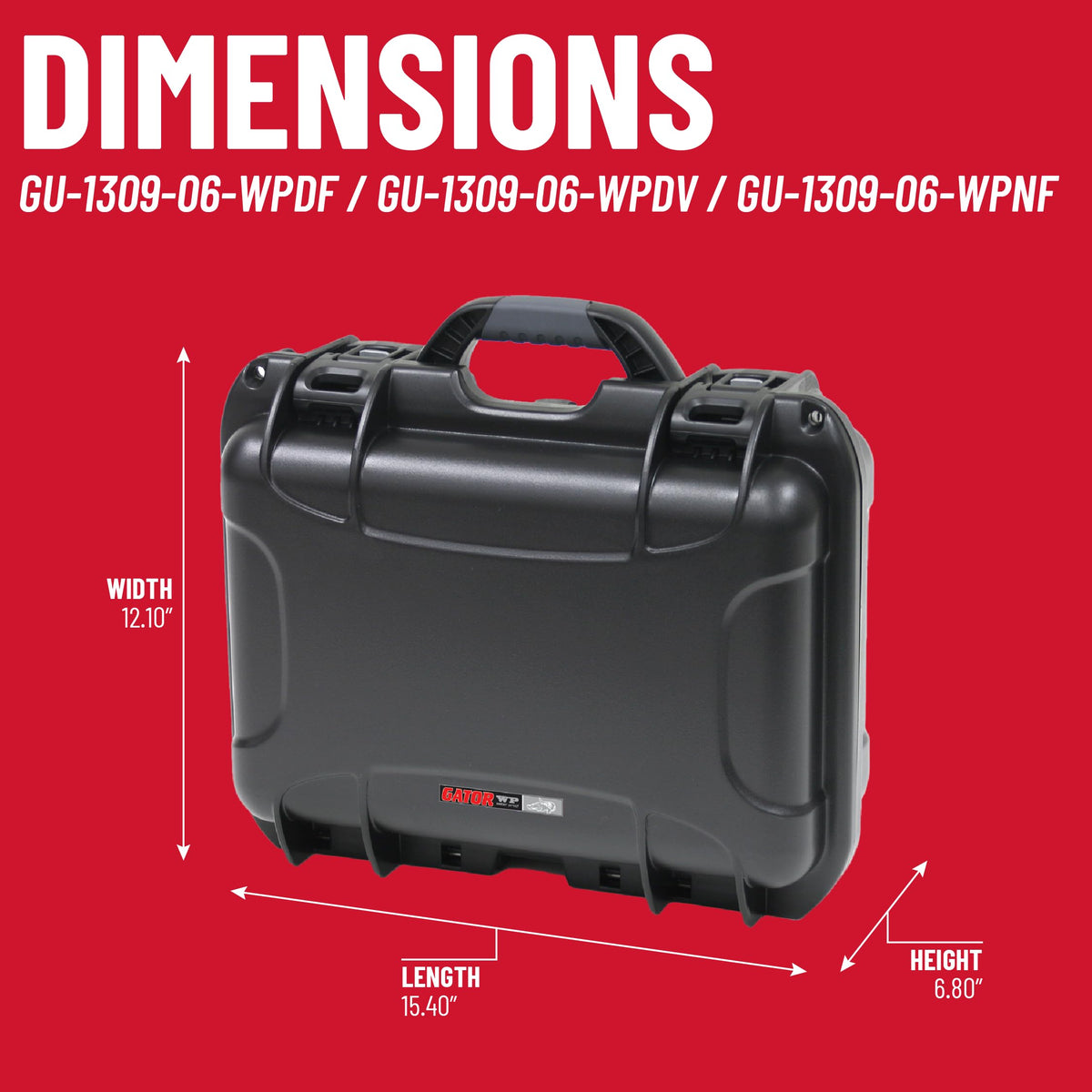 Gator Cases Titan Series Waterproof Utility/Equipment Case with Diced Foam Insert, 13.8" x 9.3" x 6.2" (GU-1309-06-WPDF)