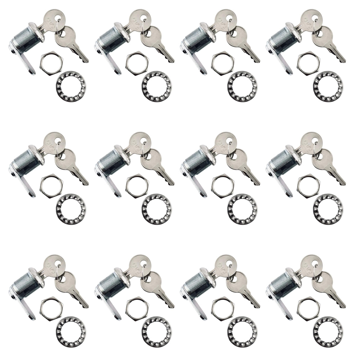 Replacement Lock & Key Set – Compatible with Rubbermaid® Commercial Cart 6181 | FG6181L20000 | 12 Locks with 24 Keys – (12 PK)