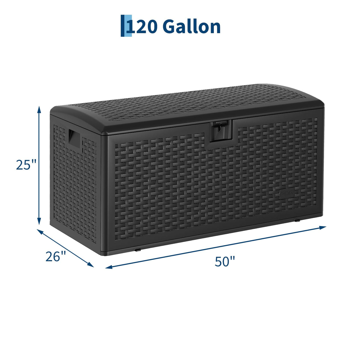 Garvee 120 Gallon Waterproof Large Resin Deck Box Indoor Outdoor, Lockable Storage Container for Patio Furniture Tools, Waterproof Deck Box with Hydraulic Rod Patio Storage Bin for Pool Garden, Black