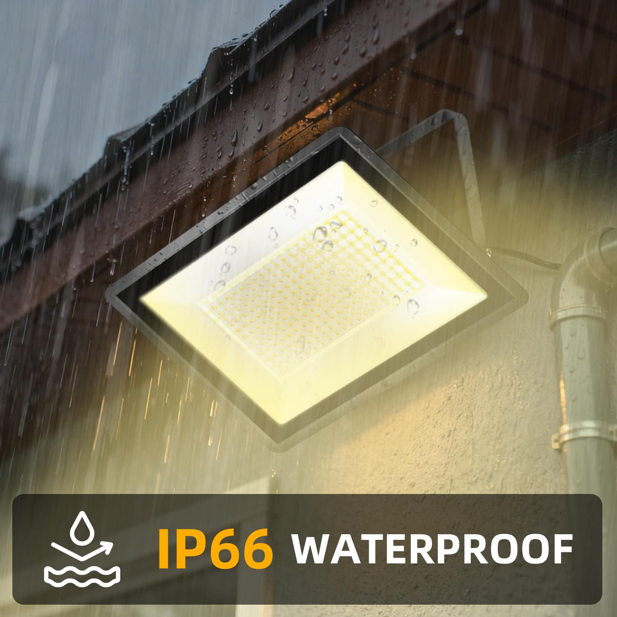 Sunkkes 3 Pack 300W Warm White Flood Lights Outdoor, 36000LM Super Bright Flood Light, Exterior Security Light, IP66 Waterproof Floodlight for Yard,Court, Garden, Workshop,Billboard