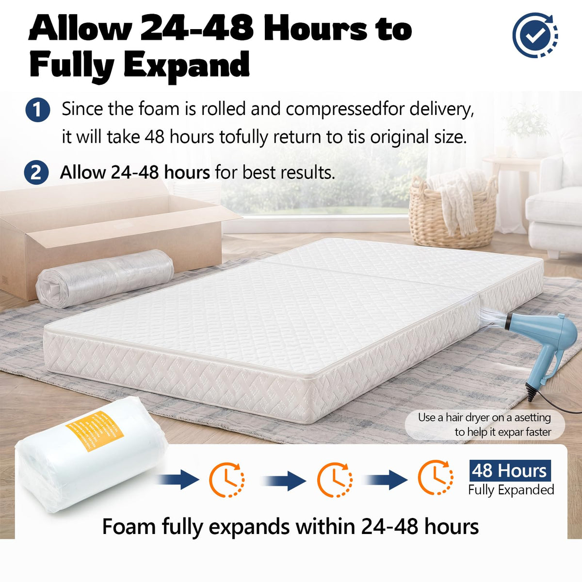 Novabright 1/3 Folding RV Short Queen Mattress, 75" × 59" × 6" Bifold Memory Foam Mattress with High Resilience Support, Breathable Cover & Zipper Non-Slip Bottom for RV Camper Trailers