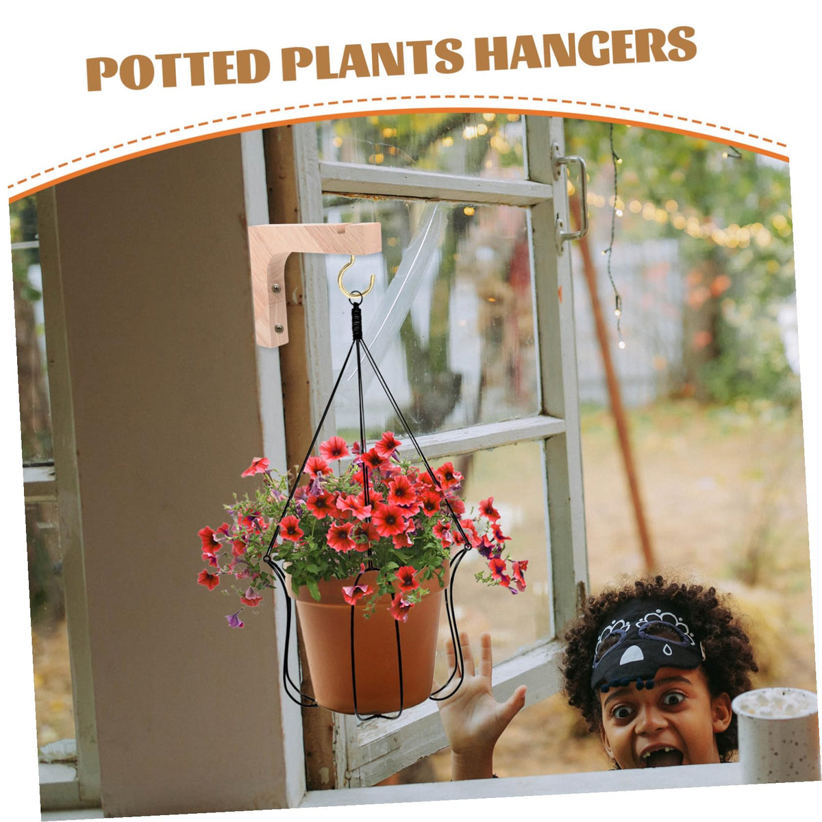 MERRYHAPY Wooden Plant Hangers Wall Hooks Heavy Duty Hanging Brackets 2pcs Natural Wood Color for Outdoor and Indoor Wall Hanging Plants