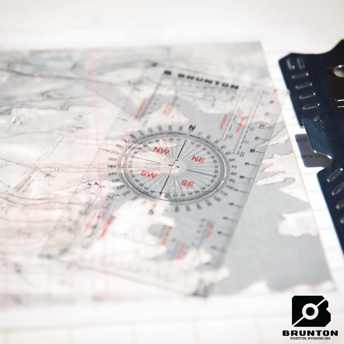 Brunton Standard Transit Azimuth Orange + Map Multi-Tool Card, Professional Geology & Field Mapping Bundle
