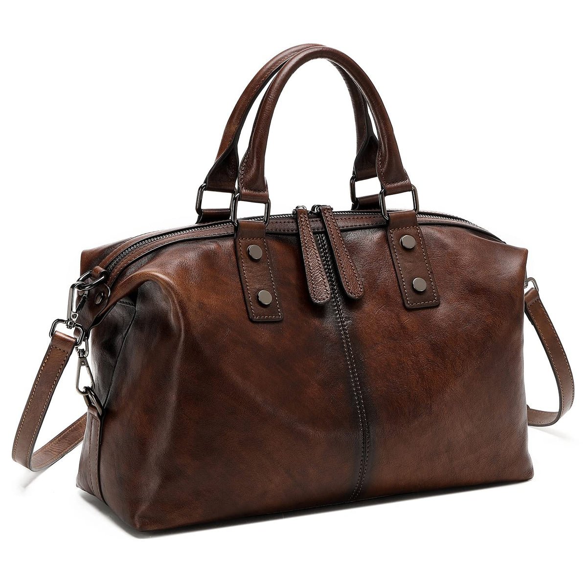 Women Genuine Leather Handbags vintage purses Top Handle Satchel and tote Crossbody Shoulder bags (Vintage Coffee)
