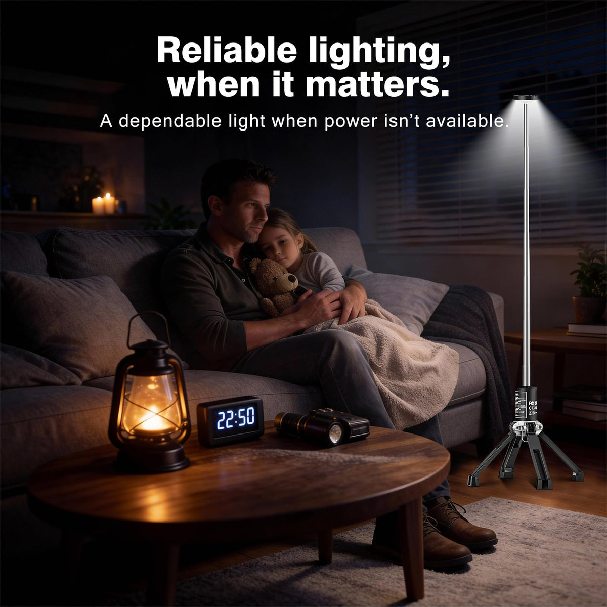 MTRVR Premium Telescopic Camping Lantern – 20000mAh Rechargeable LED Outdoor Light, IP44 Water-Resistant, Aluminum Telescopic Pole & Foldable Tripod – 21H Long-Lasting Emergency, RV & Camping Lighting