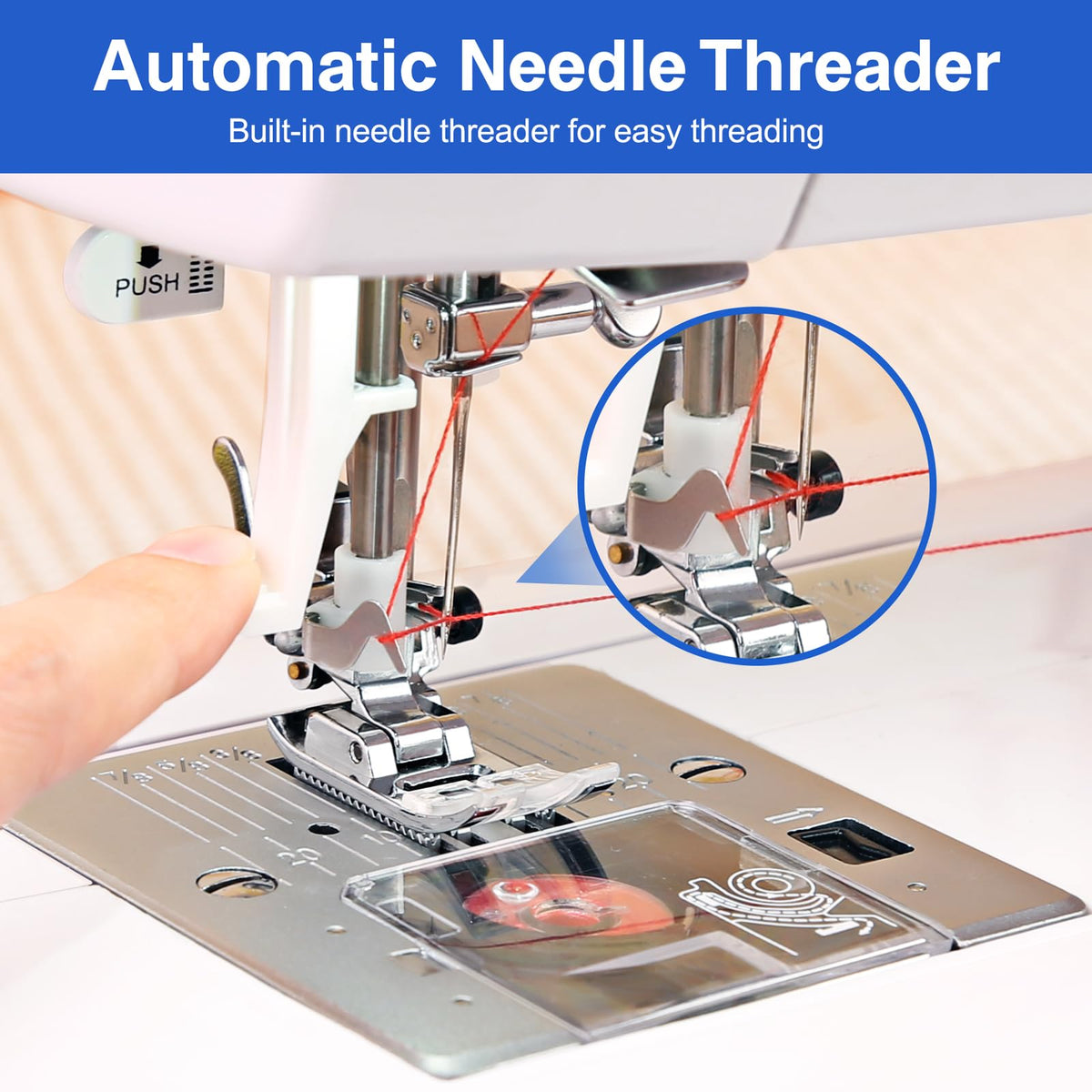 FEIYUE FY600 Electronic Sewing Machine for Beginners, 146 Built-in Stitches, LCD Display, Automatic Needle Threader, Adjustable Speed, Free Arm, 100-240V 70W