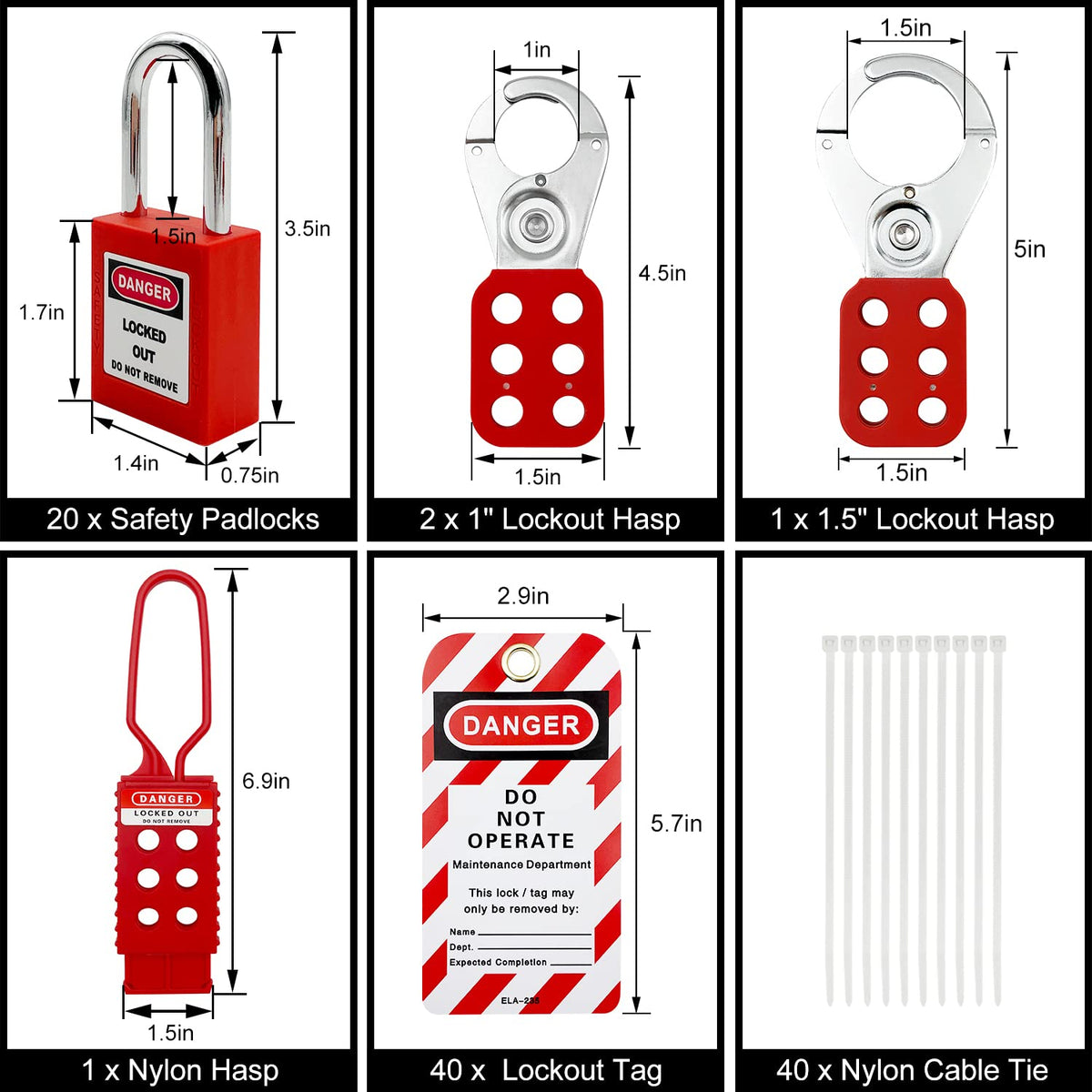 SAFBY Lockout Tagout Station Metal Kit with Lock Out Tag Out Loto 4 Hasps,40 Tags,20 Locks with Number 1-20 (Big Metal Station)