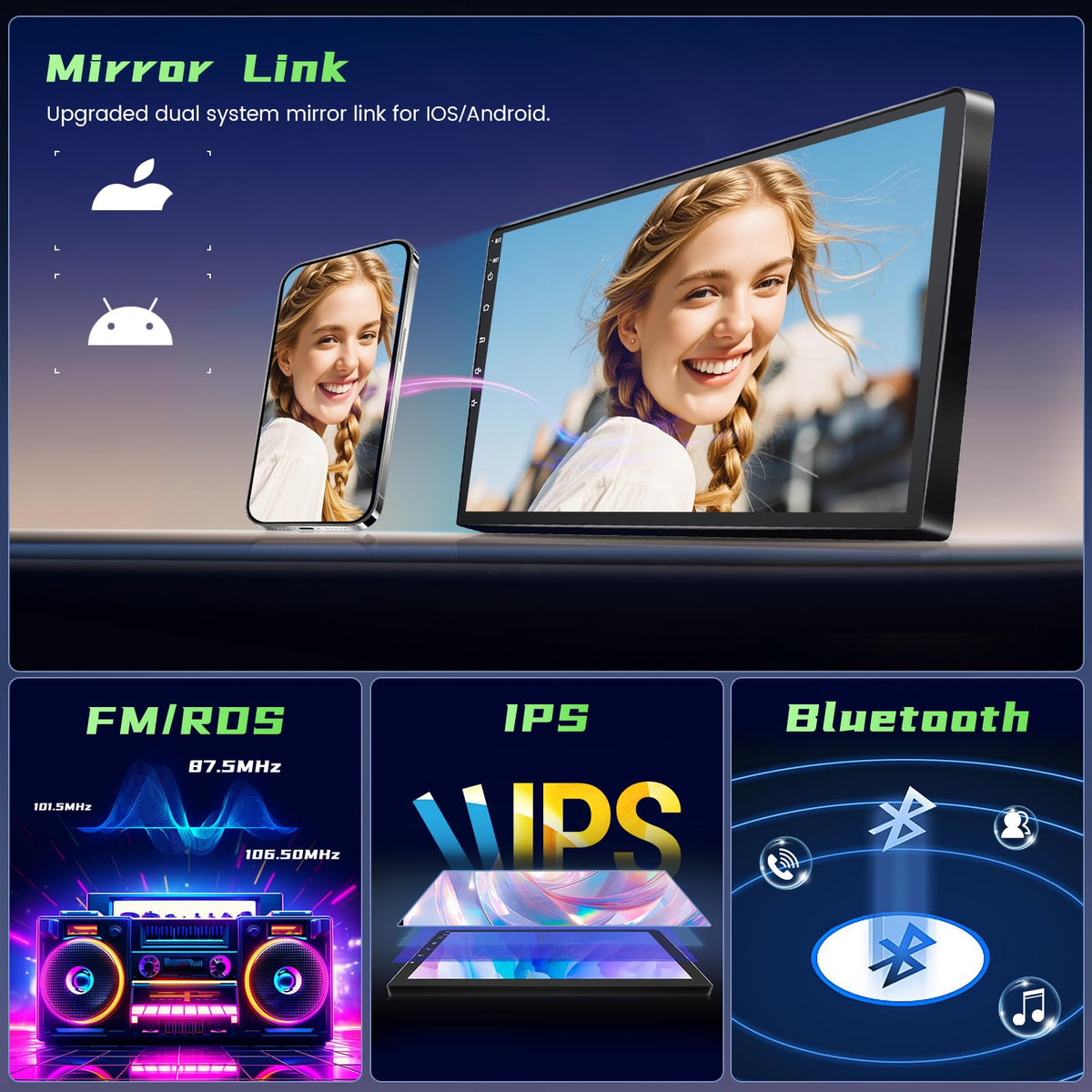 [4Core 64G] Android 15 Car Stereo for Ford Expedition 2007-2014(Manual A/C), Hikity 9'' Touchscreen Expedition Radio Wireless CarPlay Android Auto GPS Mirror Link 5G WiFi Bluetooth FM/EQ Backup Camera