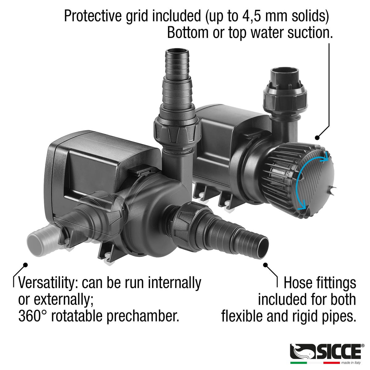 SICCE Syncra SDC 7.0 Water Pump 800-1900 gph WIFI Apex Controllable Aquarium DC Return with Controller | Quiet, Submersible or External | Fish Tank, Sump, Pond, Freshwater and Saltwater Marine Use
