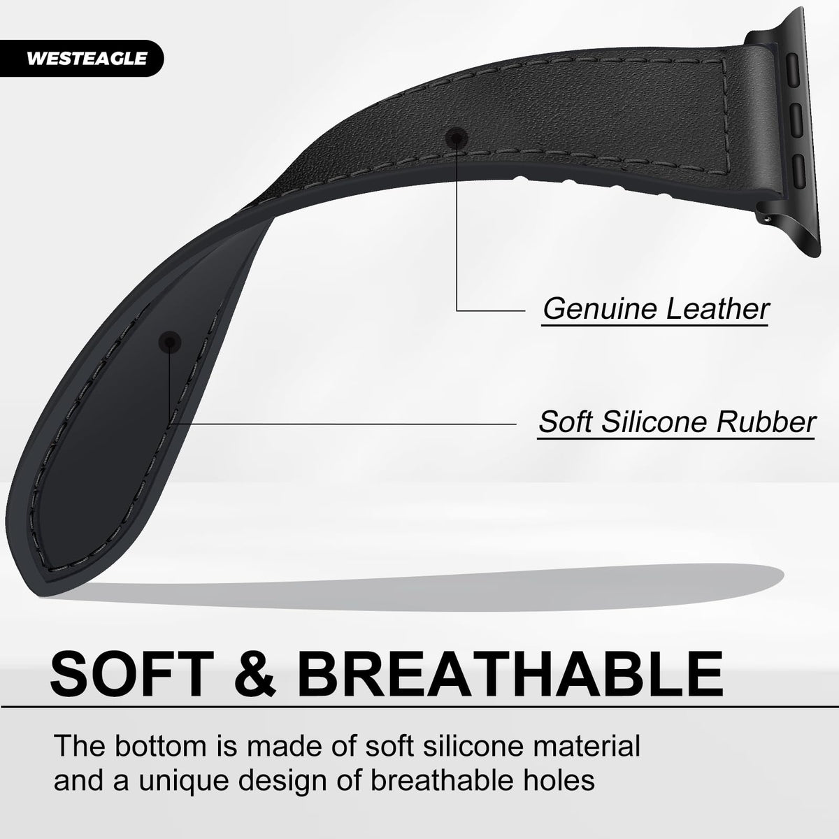 WestEagle Magnetic Leather Bands Compatible with Apple Watch 49mm 46mm 45mm 44mm 42mm(S3/2/1) for Men Women, Genuine Leather with Magnetic Buckle for iWatch Ultra1/2/3 Series SE11/10/9/8/7/6/5/4/3/2/1
