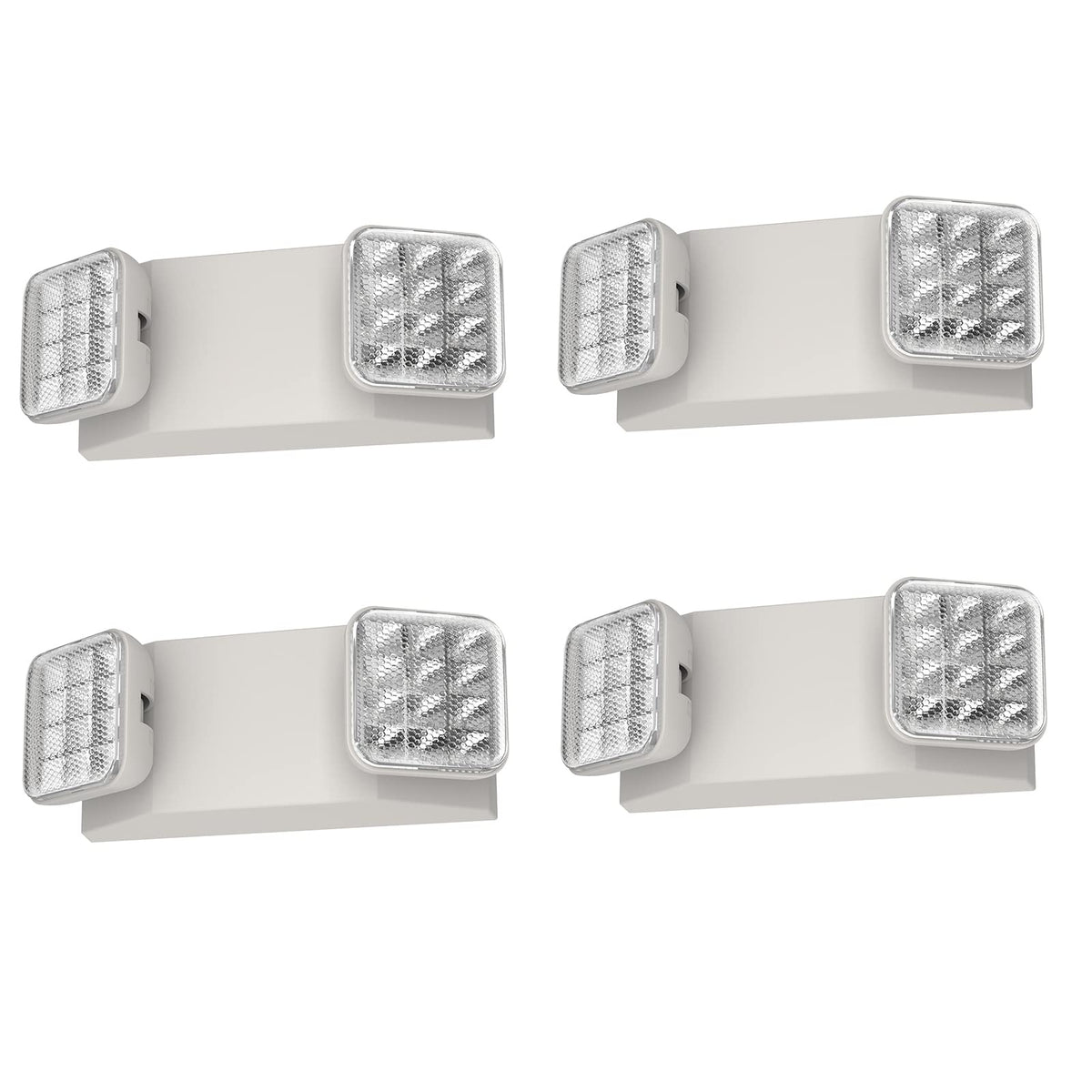 EXITLUX 4 Pack White LED Exit Sign with Emergency Lights with Battery Backup Adjustable Two Head Ultra-Bright -White Commercial Fire Safety Light for Business