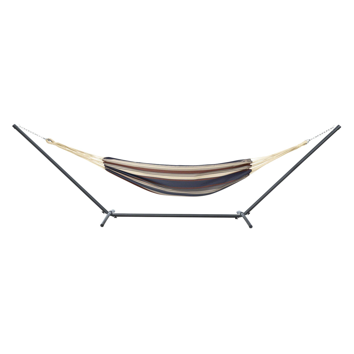 Classic Accessories Montlake Fadesafe Brazilian Hammock with Steel Stand, Heather Indigo Blue Multi-Stripe