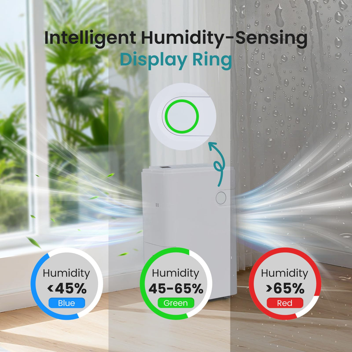 OLIXIS 80Pints Dehumidifier with Drain Hose, Most Efficient Energy Star, 5,500 Sq.Ft Dehumidifier for Basement, 5L Tank, Smart Humidity Ring, Ideal Humidity Remover for Home, Bedroom & Bathroom