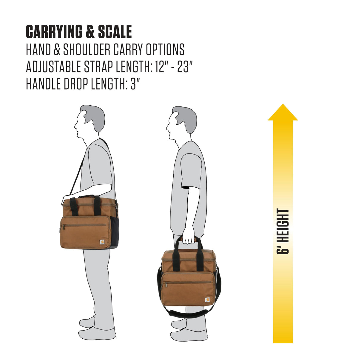 Carhartt Thick Foam Fully Insulated Cold Front Coolers, Premium Ice Retention, Durable Water Resistant Material W/Front Zippered Pocket, 24 Can Lunch Cooler, Oiled Walnut
