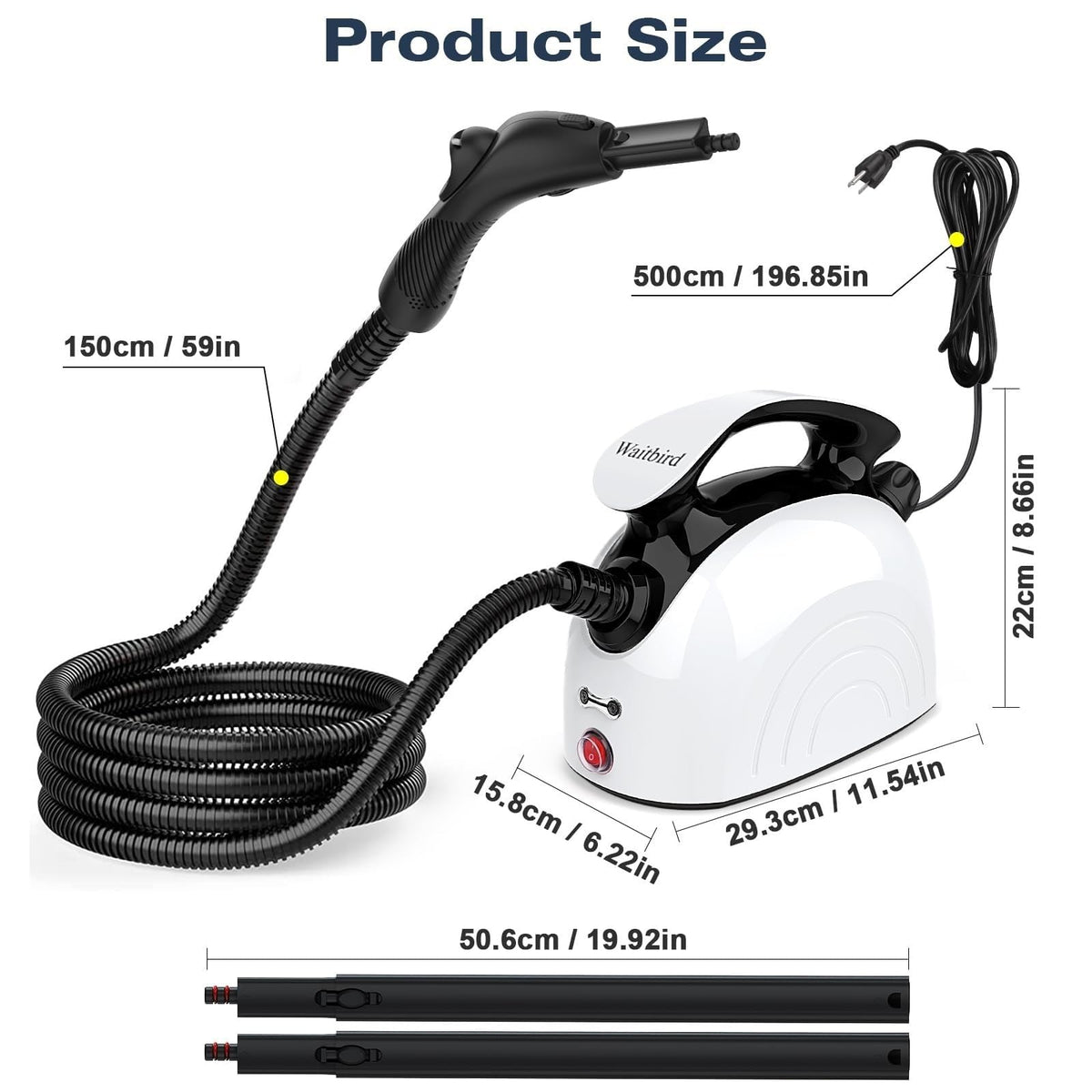Waitbird Steam Cleaner, Handheld Steamer For Cleaning With 21 Accessories, 248 °F High Temperature, Suitable for Floor, Tile, Window