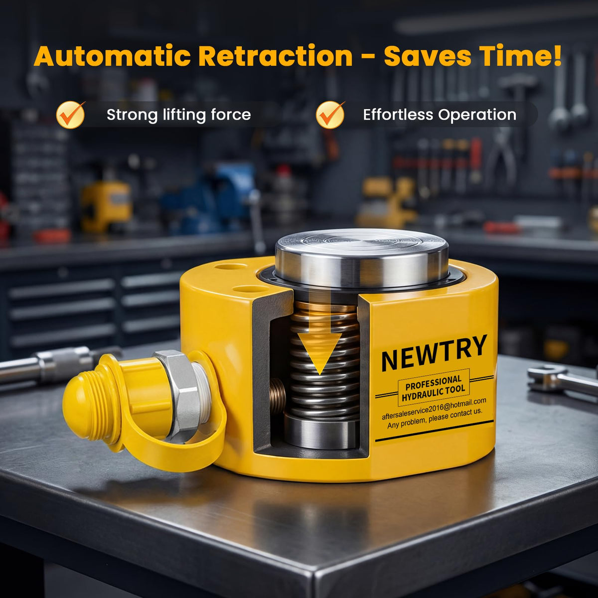 NEWTRY Hydraulic Ram Cylinder 30 ton Hydraulic Jack Lifting Cylinder Hydraulic Cylinder Jack 0.55” Low Profile Hydraulic Porta Power Ram Jack Mini, Portable for Shipbuilding, Bridge, Construction