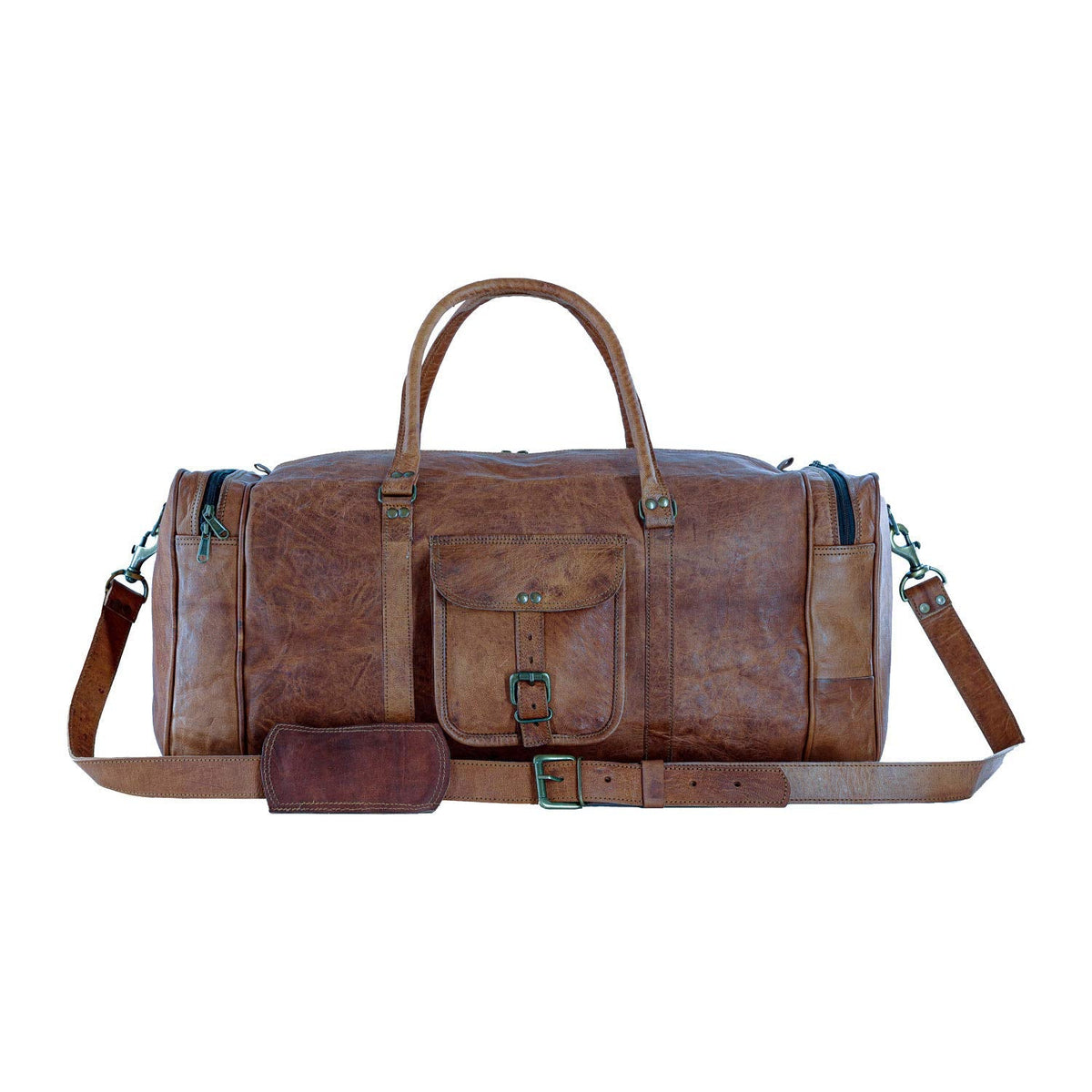 21 Inch Vintage Leather Duffel Travel Gym Sports Overnight Weekend Duffle Bags for men and women