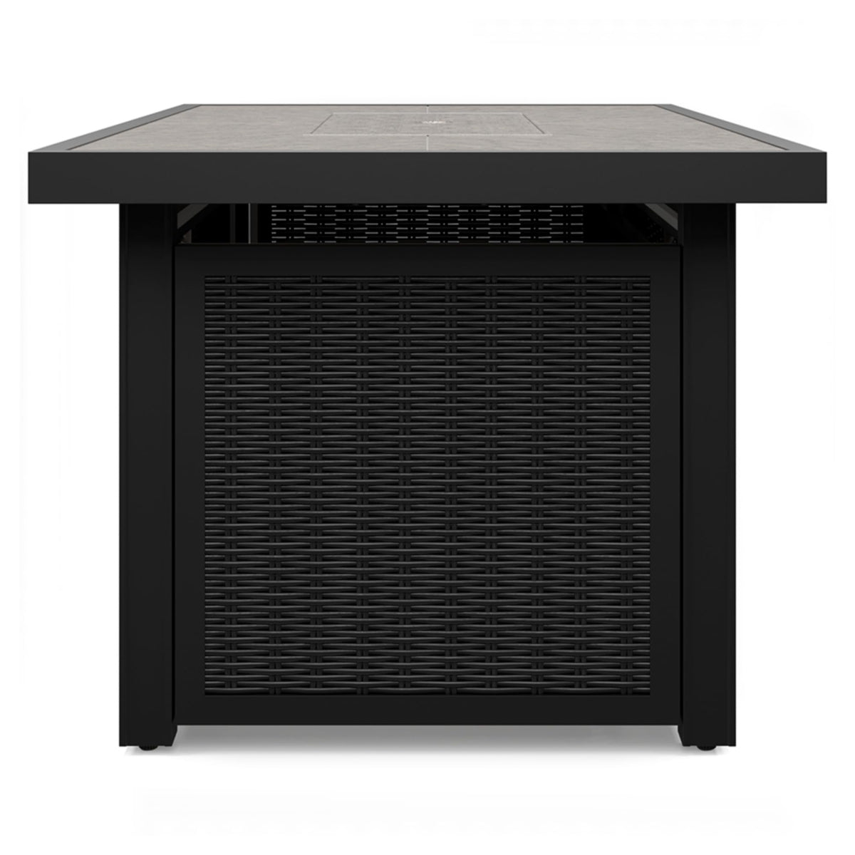 Signature Design by Ashley Beachcroft Casual Weather and Rust Resistant Battery-Operated Outdoor Fire Pit Table with Adjustable Flame Control and Protective Cover, Black & Light Gray