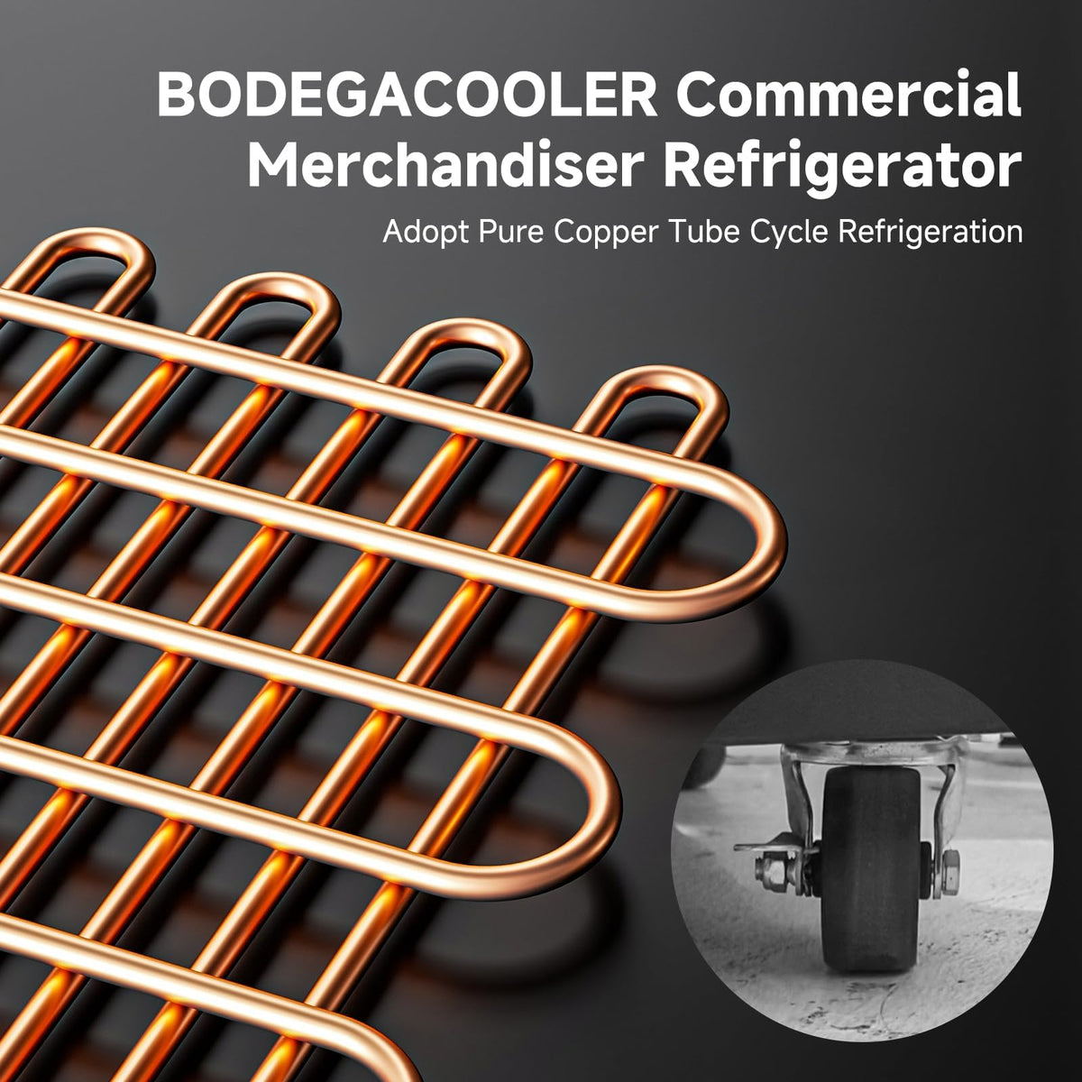 BODEGA BODEGACOOLER 35.4 Cu. Ft Commercial Beverage Refrigerator, 2 Glass Door Merchandiser Cooler Display Refrigerator with LED Lighting, Adjustable Shelves, Temperature Control and Casters, Black