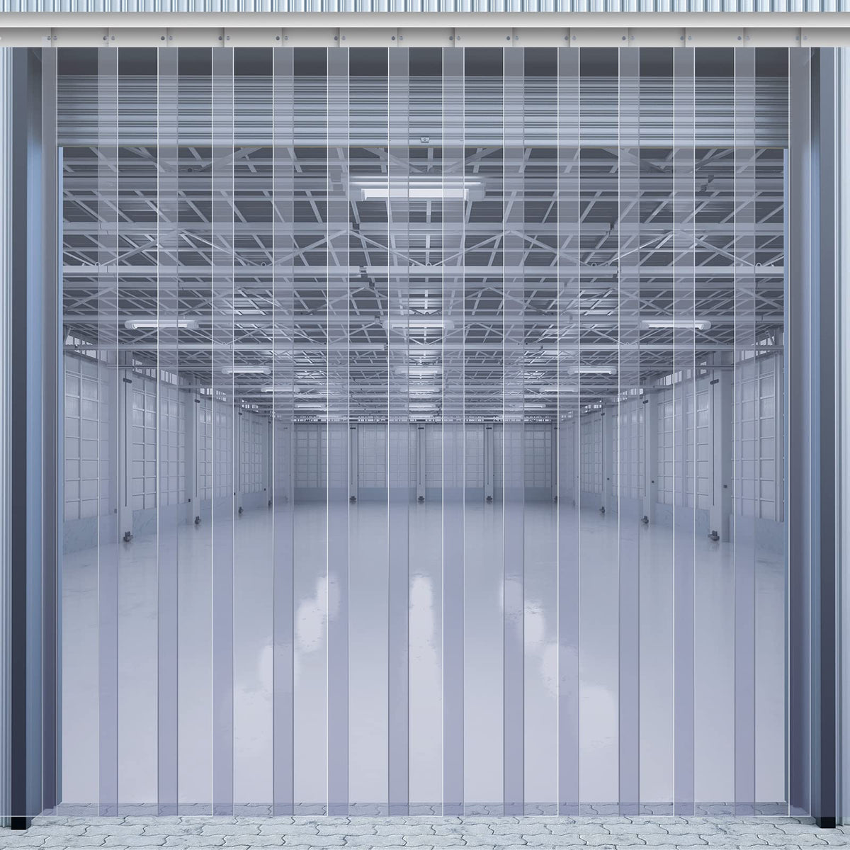 Juexica 84 x 118 Inches Plastic Strip Door Curtain Kit 0.08'' Walk in Cooler Curtains Thickness PVC Freezer Door Curtain Smooth Waterproof Hurricane Shutters Gate for Warehouse Garage Industry(Clear)