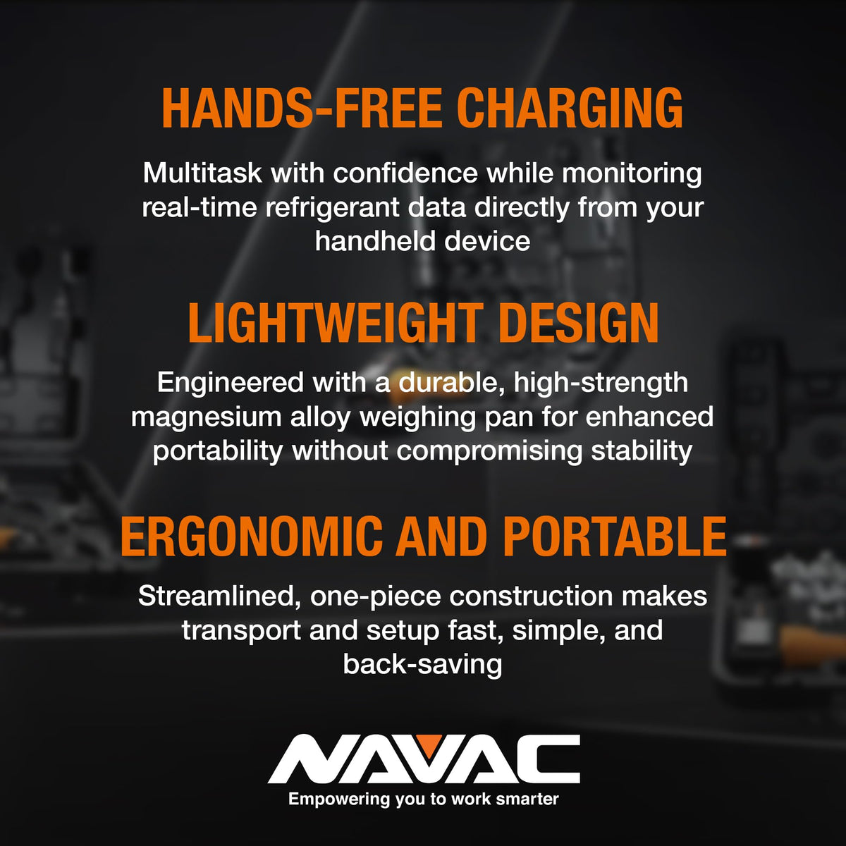 NAVAC NRS2i01 Wireless Refrigerant Scale | Bluetooth Handheld Display | 220 lbs Capacity | Lightweight Magnesium Alloy Weighing Pan | Precise Measurements | 1 Year Warranty