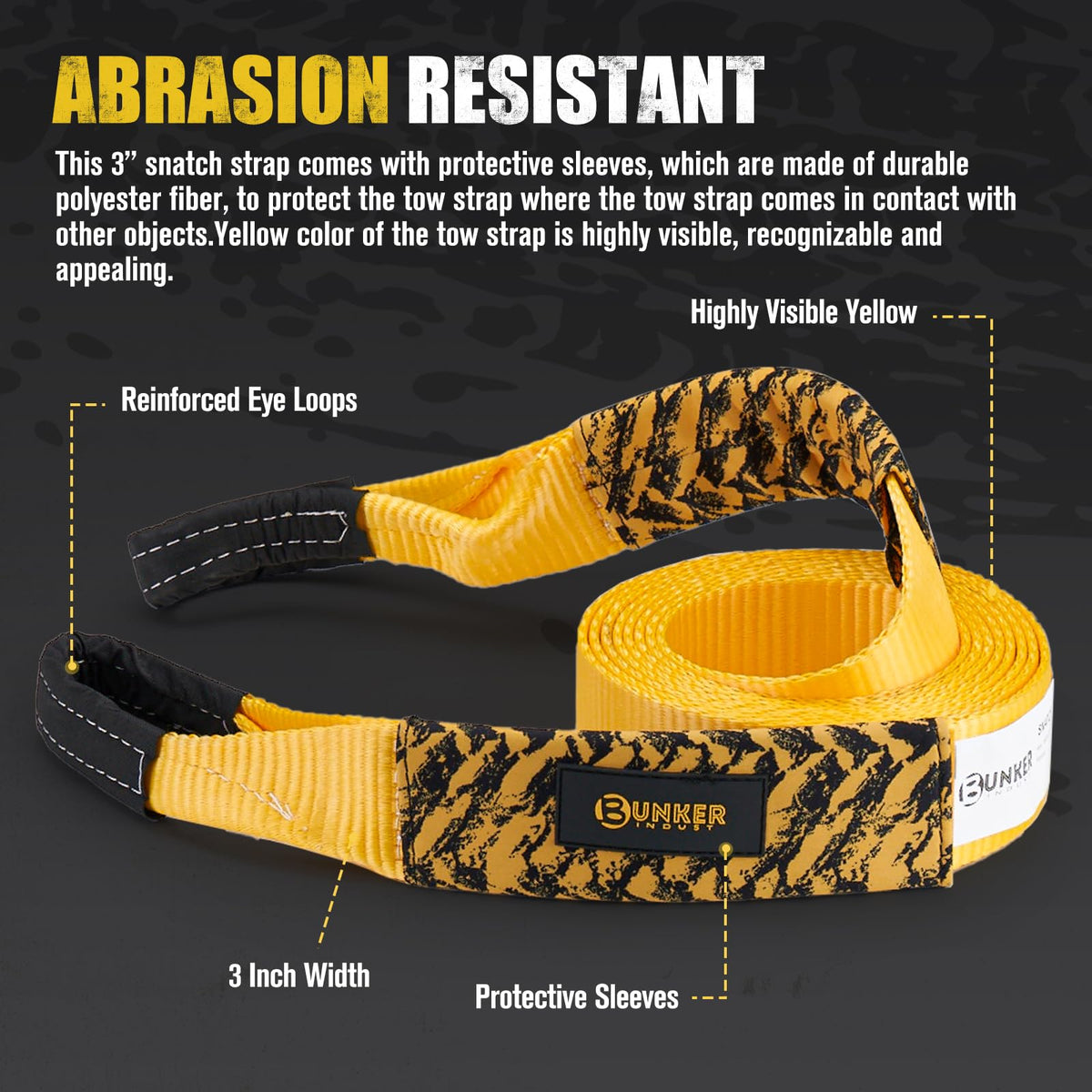 BUNKER INDUST Offroad Traction Boards with Jack Base + 3" x 20ft Tree Saver Winch Strap 35,000 lbs Recovery Straps