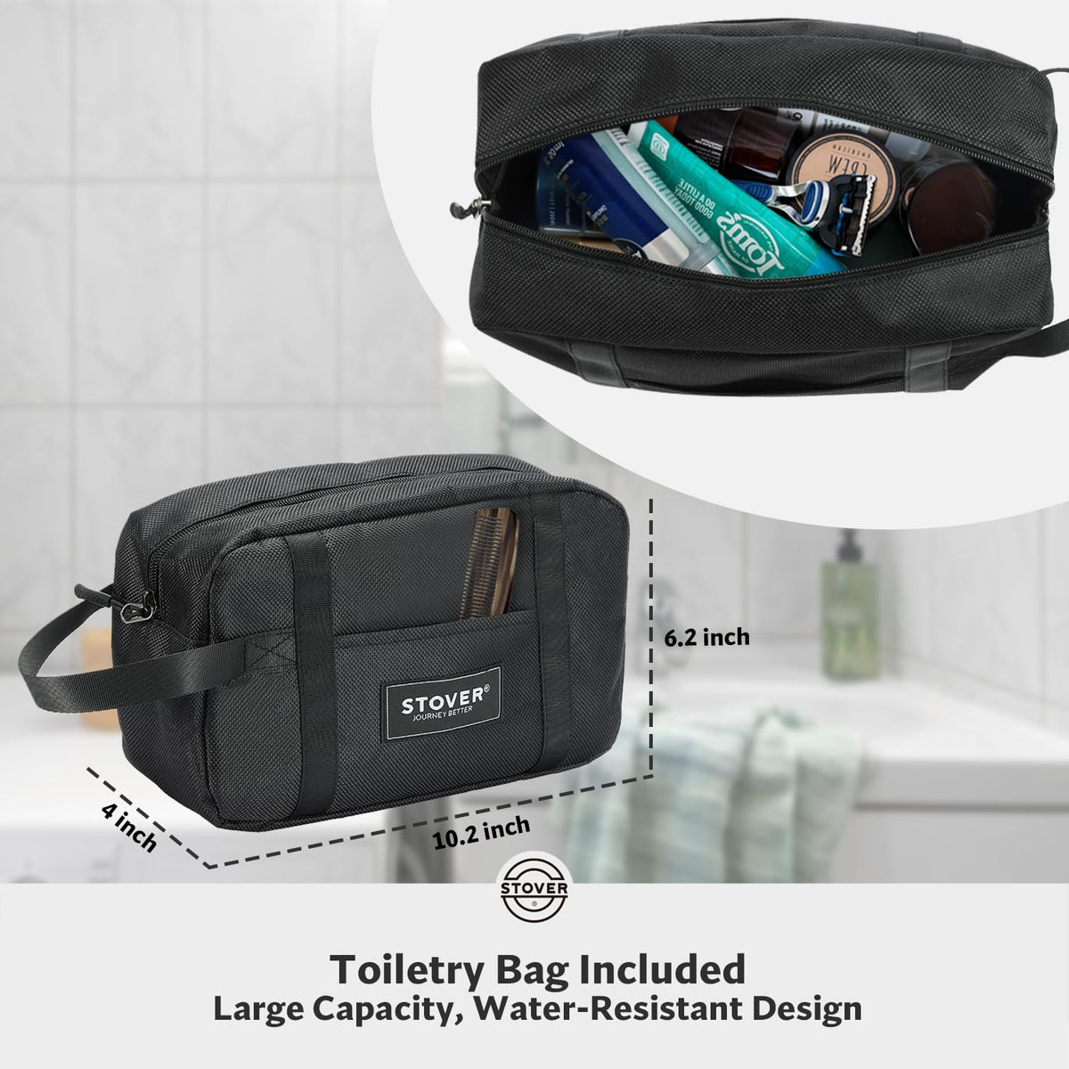 STOVER 45/80/100L Rolling Duffel Bag with Wheels, Large Durable Travel Duffle + Toiletry Bag, Heavy Duty, Packable, Foldable with Shoulder Straps- Use as Luggage or Backpack, Men/Women (Green)