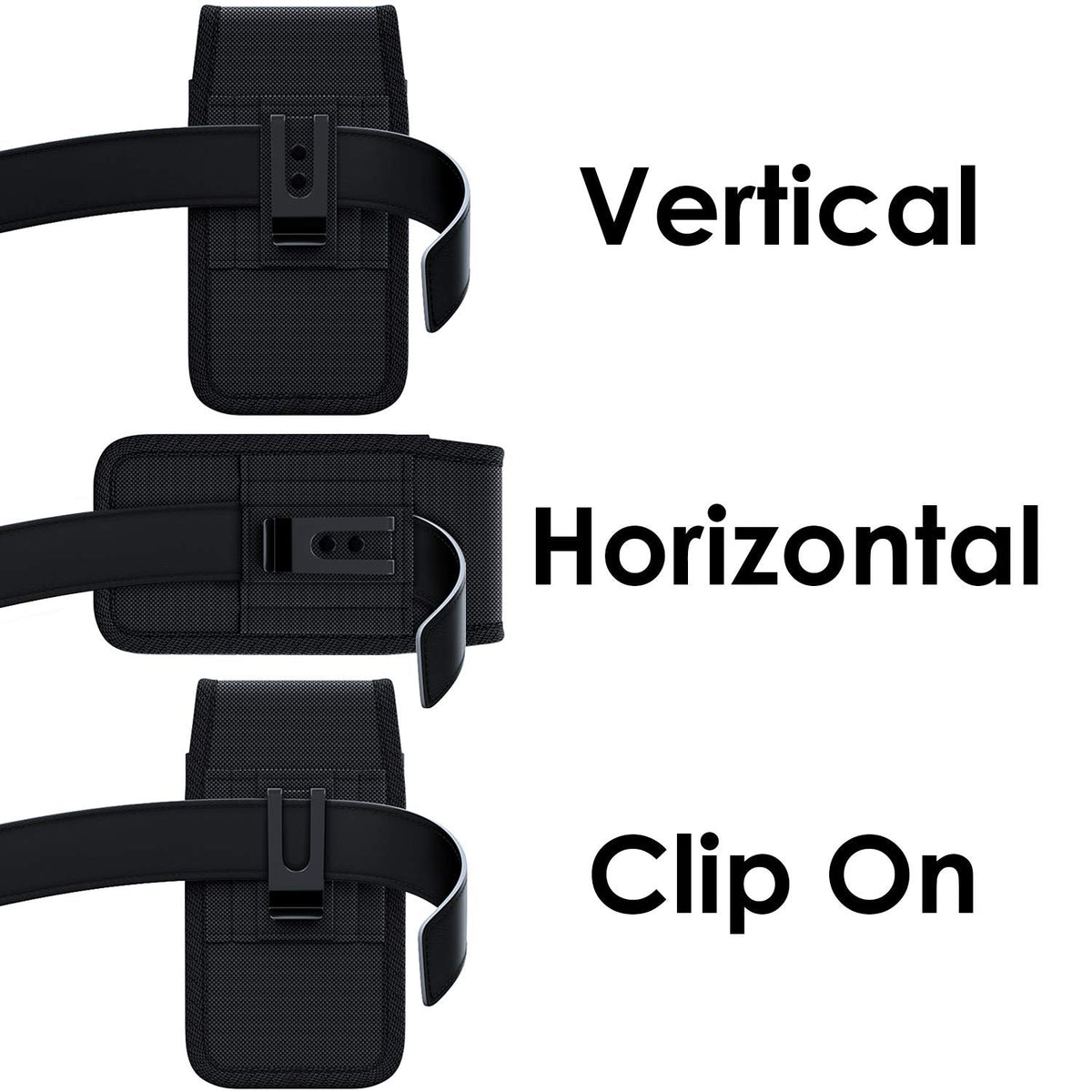 NUVAVO Holster for iPhone 17 16 15 14 13 12 11 Xs X XR/Pro Models, Cell Phone Belt Holder Case with Clip for Men, Heavy Duty Nylon Pouch (Fits Phone with Otterbox Cover on) Black