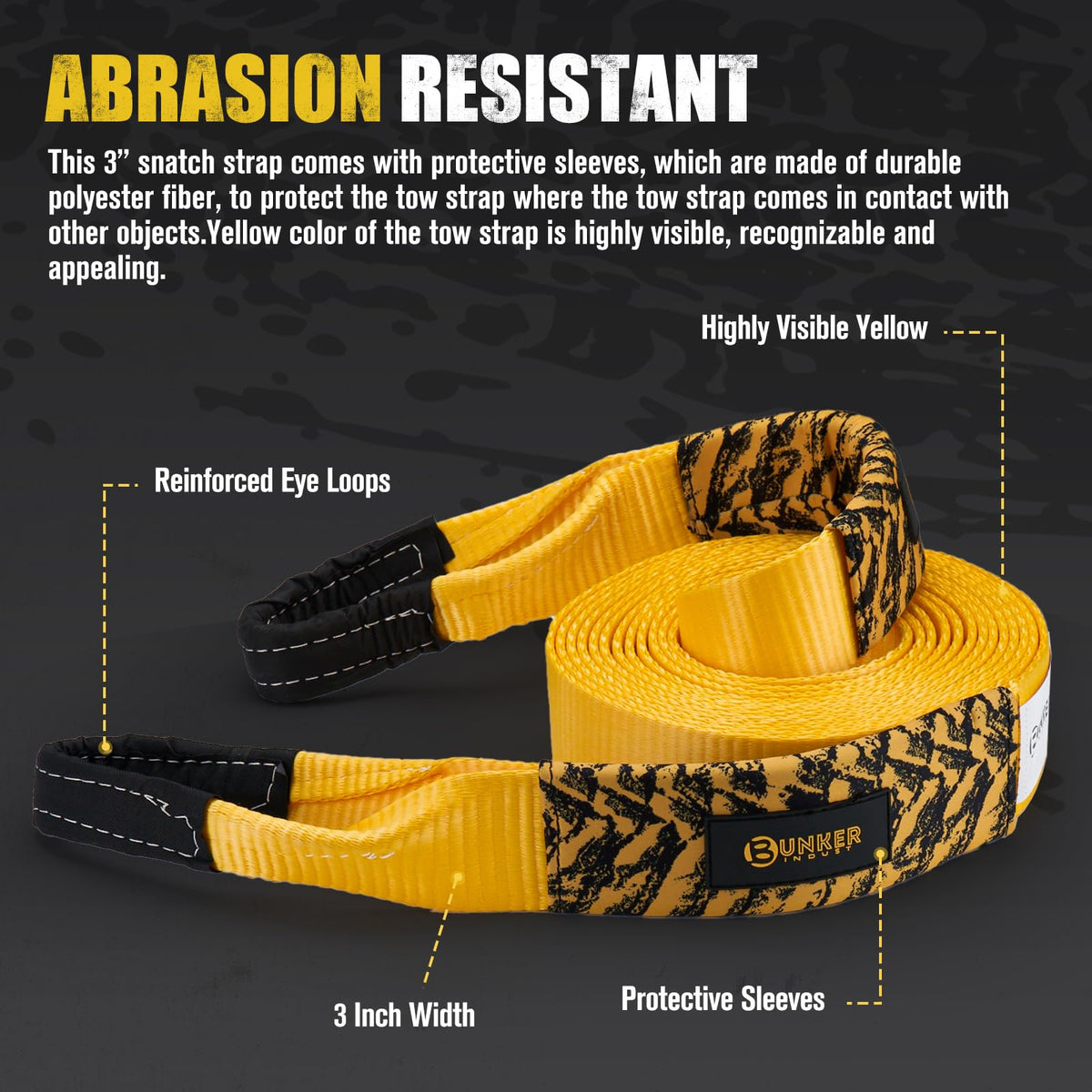 BUNKER INDUST Traction Boards with Jack Lift Base Black(Gen 2) + 3" x 30ft Tow Strap with Bag Recovery Kit