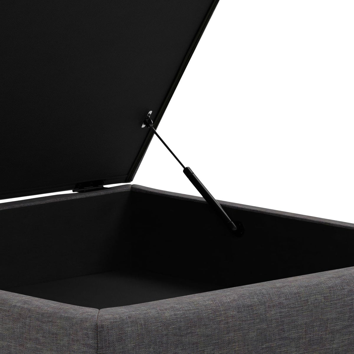 SIMPLIHOME Rebecca 36 inch Wide Contemporary Square Mid Century Coffee Table Storage Ottoman with Lift Up Lid in Slate Grey Polyester Linen, Assembled, For the Living Room, Entryway and Family Room