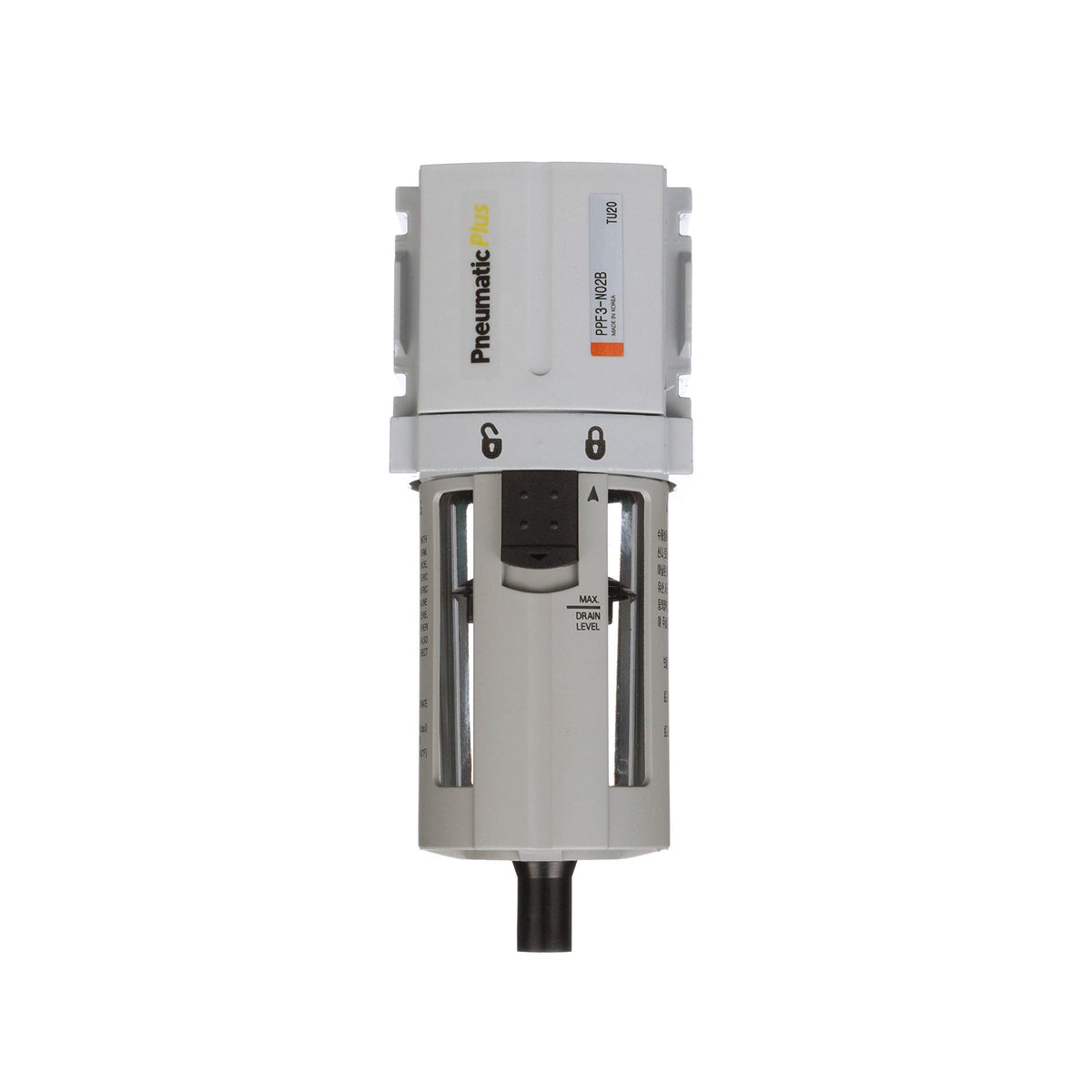 PneumaticPlus PPC3C-N02G Compressed Air Drying System- Particulate Air Filter, Coalescing Filter & Air Pressure Regulator Combo 1/4" NPT (High Flow), Poly Bowl with Guard, Manual Drain