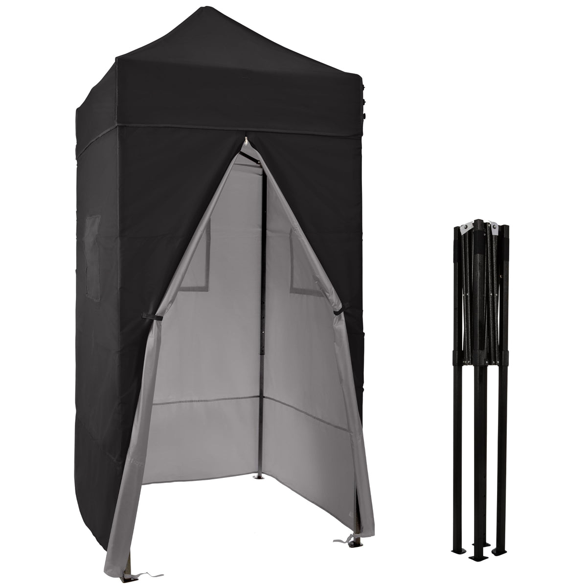 Pop Up Changing Tent - 46.5” Steel Frame Canopy Sun Shelter Pool Cabana, Portable Changing Room, or Privacy Tent for Camping Toilet or Portable Shower - Camping Essentials by Wakeman Outdoors (Black)