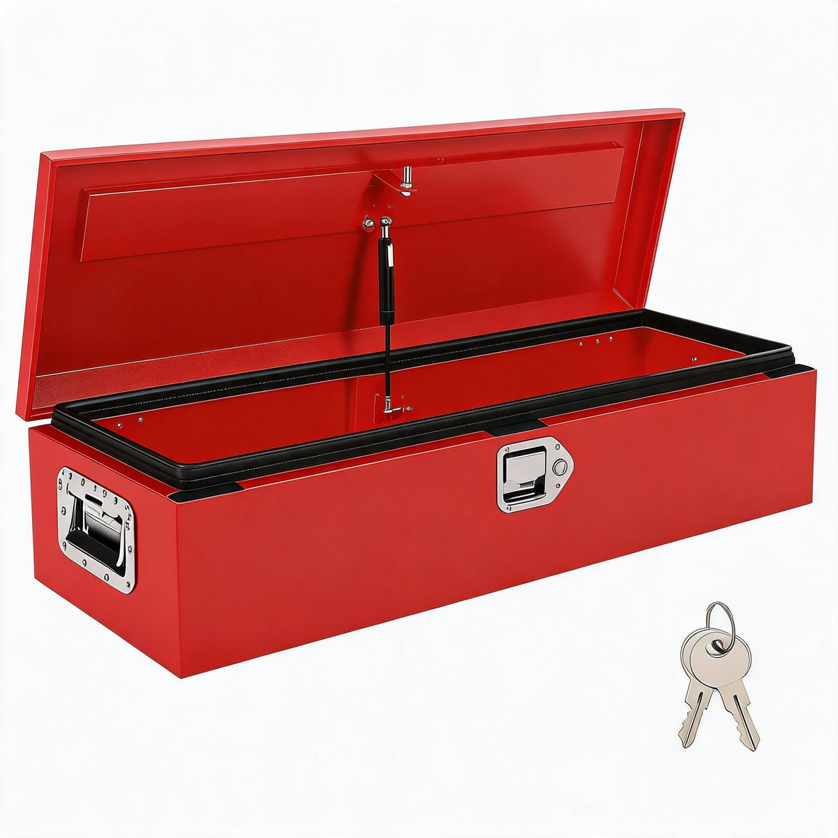 IDEALHOUSE Heavy Duty Diamond Plate Steel Truck Tool Box – Waterproof Metal Storage Chest with Lock & Side Handles – Secure Pickup Truck Toolbox for Trailers, RVs, Workshop (Powder-Coated Red)