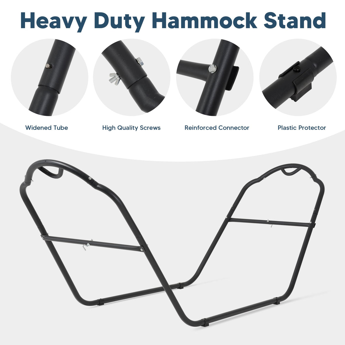 SUNCREAT Universal Steel Hammock Stand Only, Heavy Duty Hammock Stand, Fits 2 Person Hammock 9 to 14 Feet Long, 475-Pound Capacity, Patent Pending, Black