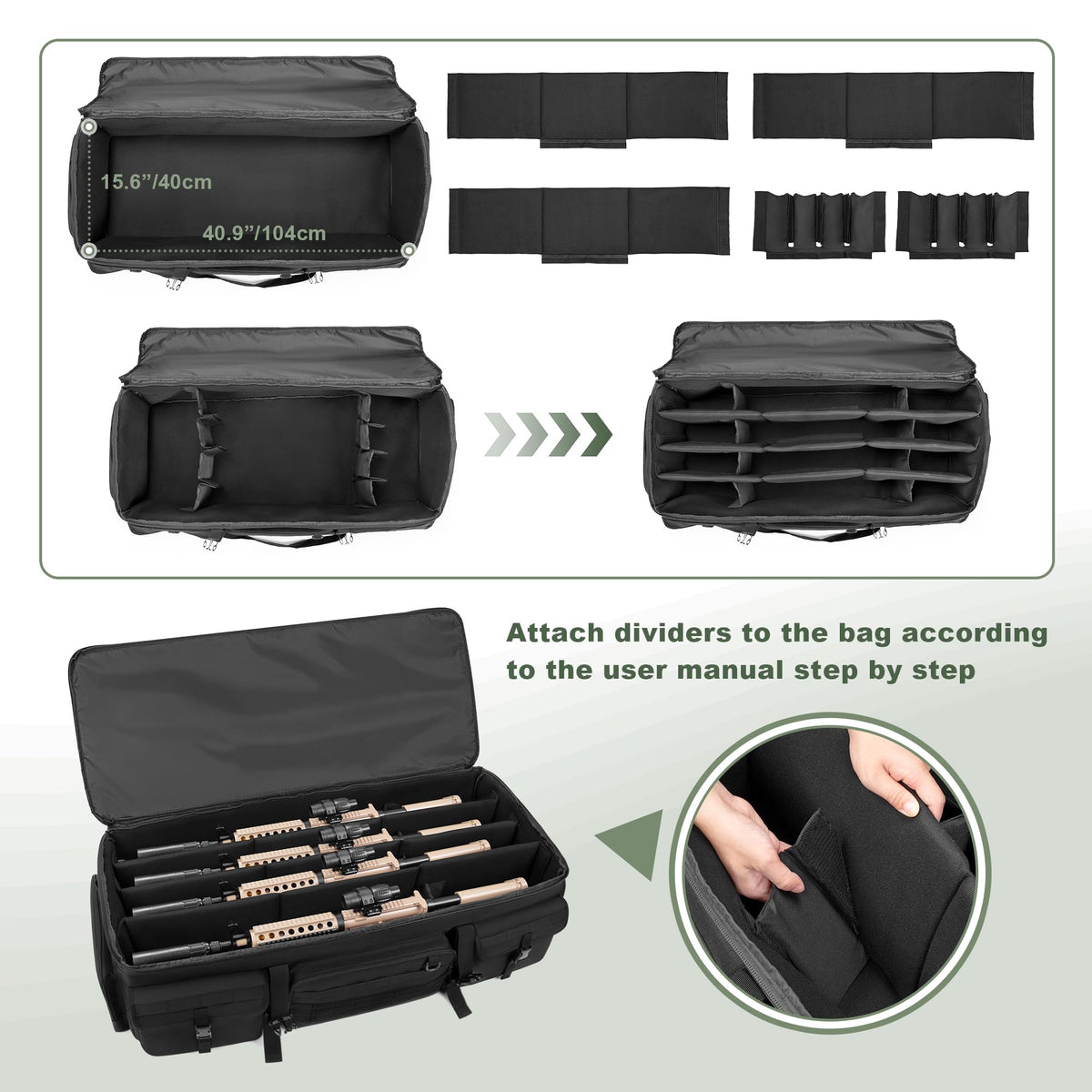 GOBUROS 42” Rifle Case for 4 Guns, Soft Multi Gun Case with Padded Dividers for Organization, Tactical Rifle Bag with Extra Pockets and Padded Handle for Rifle Accessory and Easy Shipping