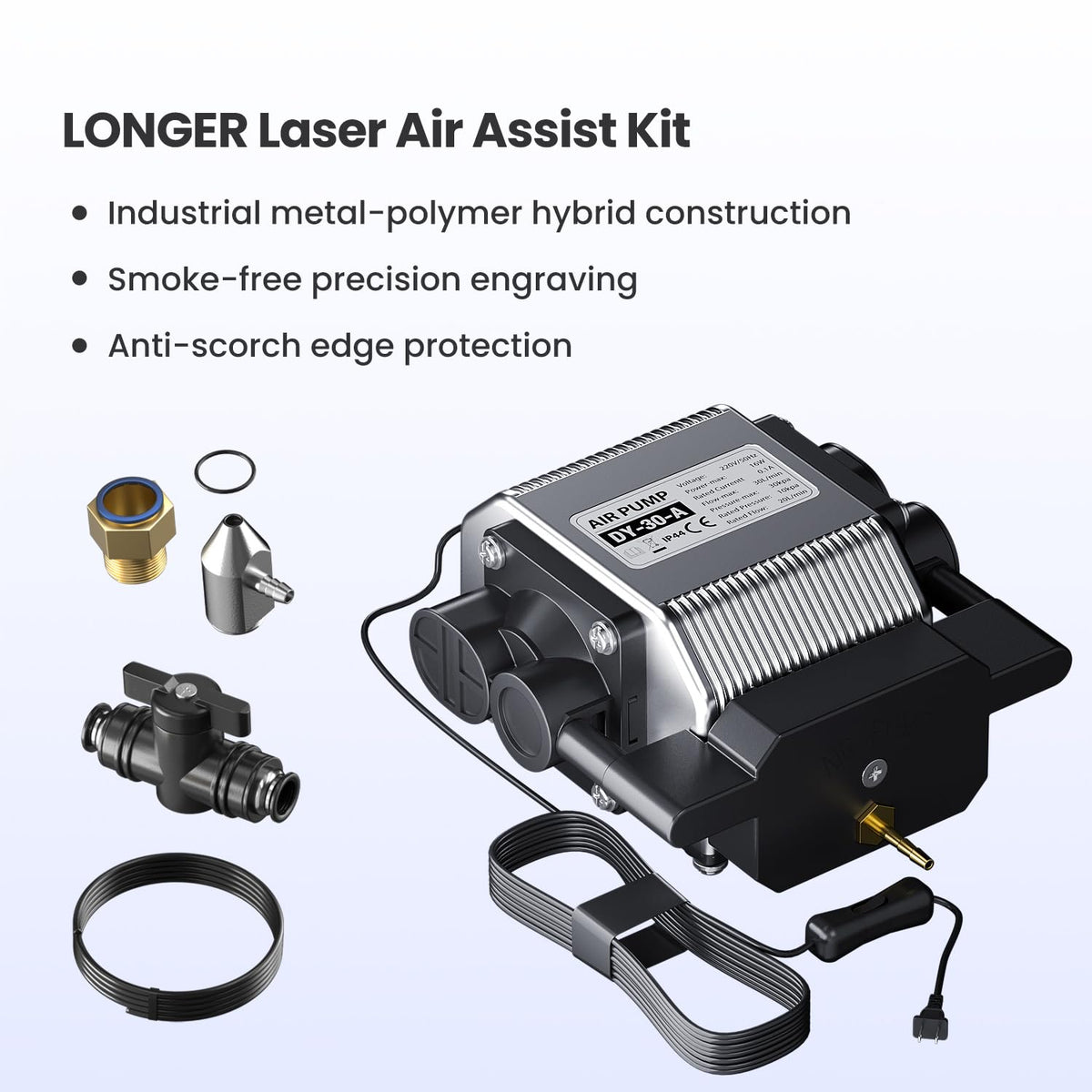 Longer RAY5 New Upgrade Laser Engraver, Laser Cutter 20W Output Power+Air Assist Kit with Air Pump+Rotary Roller with Bracket