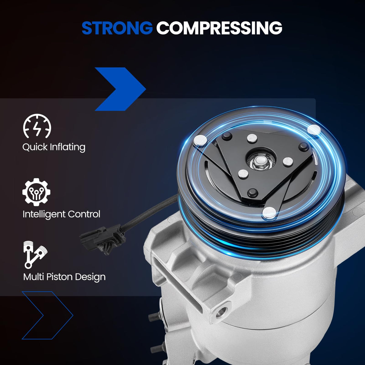 SYKRSS 98465 Air Conditioning A/C Compressor with Clutch Compatible with Chevrolet City Express 2015-2018 2.0L L4, Compatible with Nissan NV200 2013-2020 2.0L L4