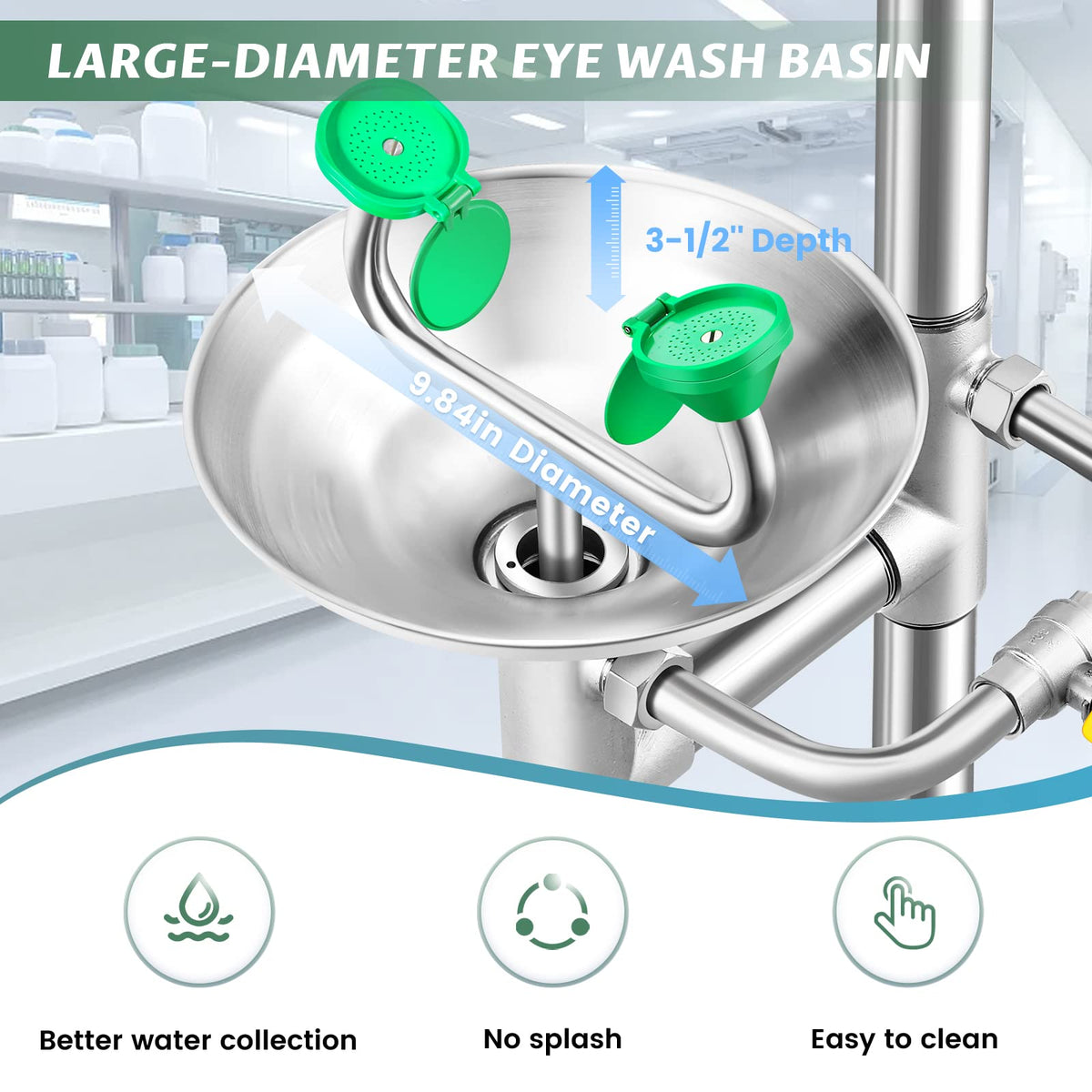 Huanyu Eye Wash Station with Shower + Stand Up Eye Wash Station (1101 * 1) +(1207-1 * 1）