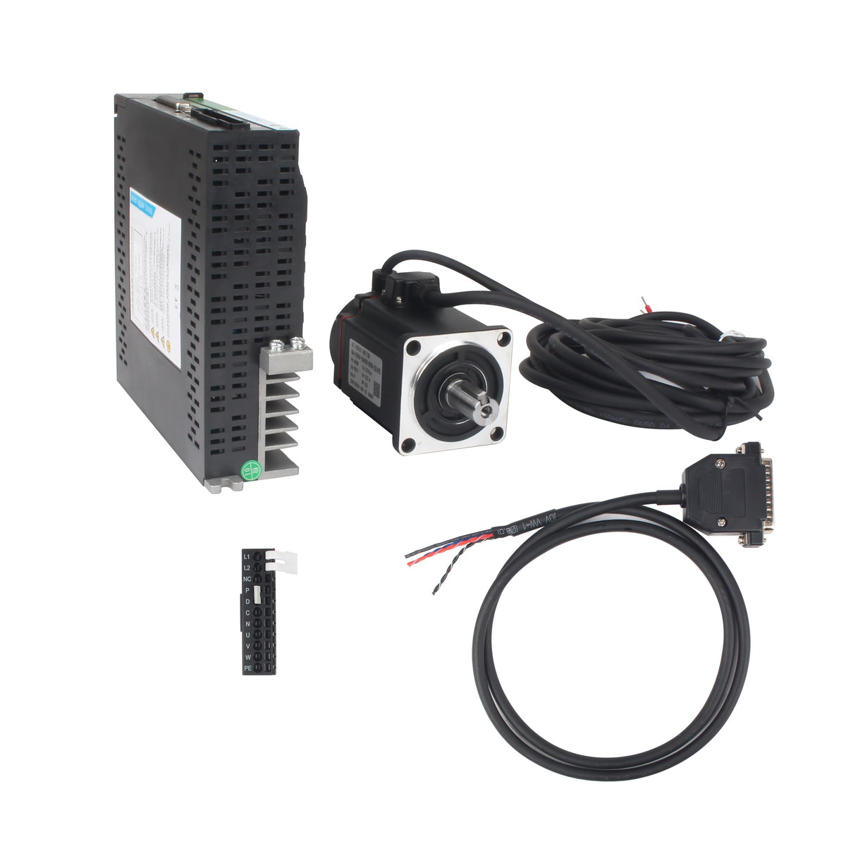 XUNKUNER AC Servo Motor Kit, AC220V 3000rpm L3000 17-bit Encoder RS485 Servo Motor Driver Controller Kit for CNC(400W Without Brake)