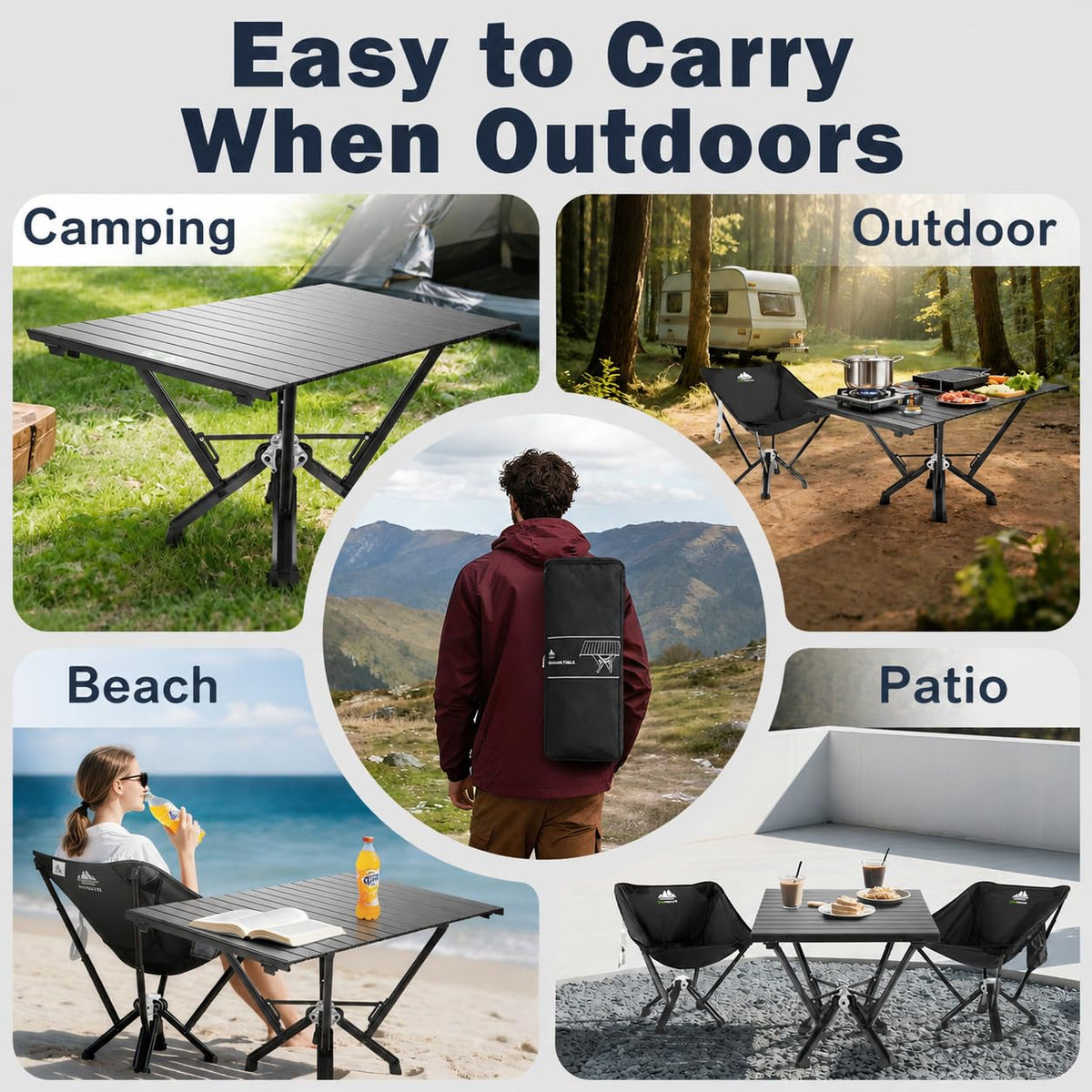 MTRVR Folding Camping Table & LED Lantern Bundle – Portable Aluminum Outdoor Table + Rechargeable Camping Lantern, Tent Lights, Overlanding Gear & Emergency Outdoor Lighting