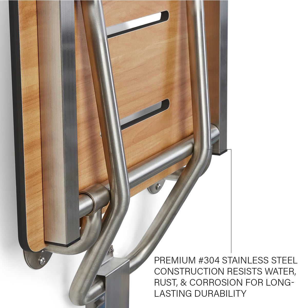 30" x 15" Teak Folding Wall Mount Shower Seat Bench, ADA Compliant