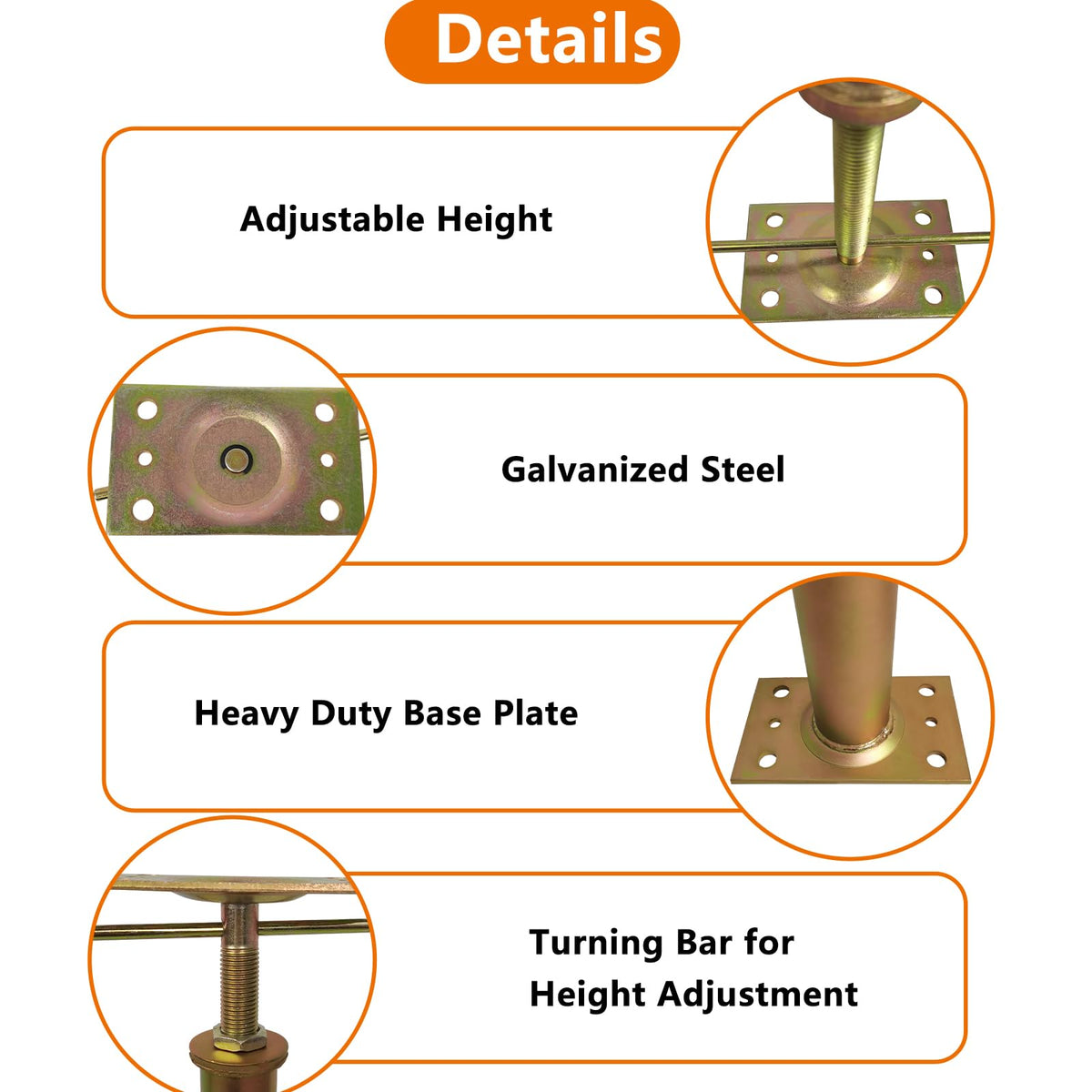 ZANURA 19.7"-35.8" Adjustable House Floor Wall Jack Post Pole Rod Fit for Leveling Lifting Framing Basement Crawlspace Beam Roof, 4 Pack