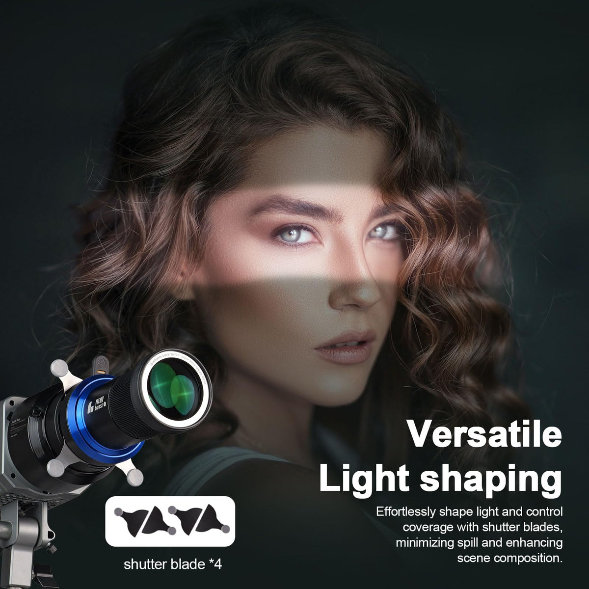 Bussi MG06 Max Bowens Mount Snoot with 40 Gobos, 36° Lens Optical Snoot Spotlight for Photography Video Shape Light Studio,GOBO Light, Strobe Bowens Mount