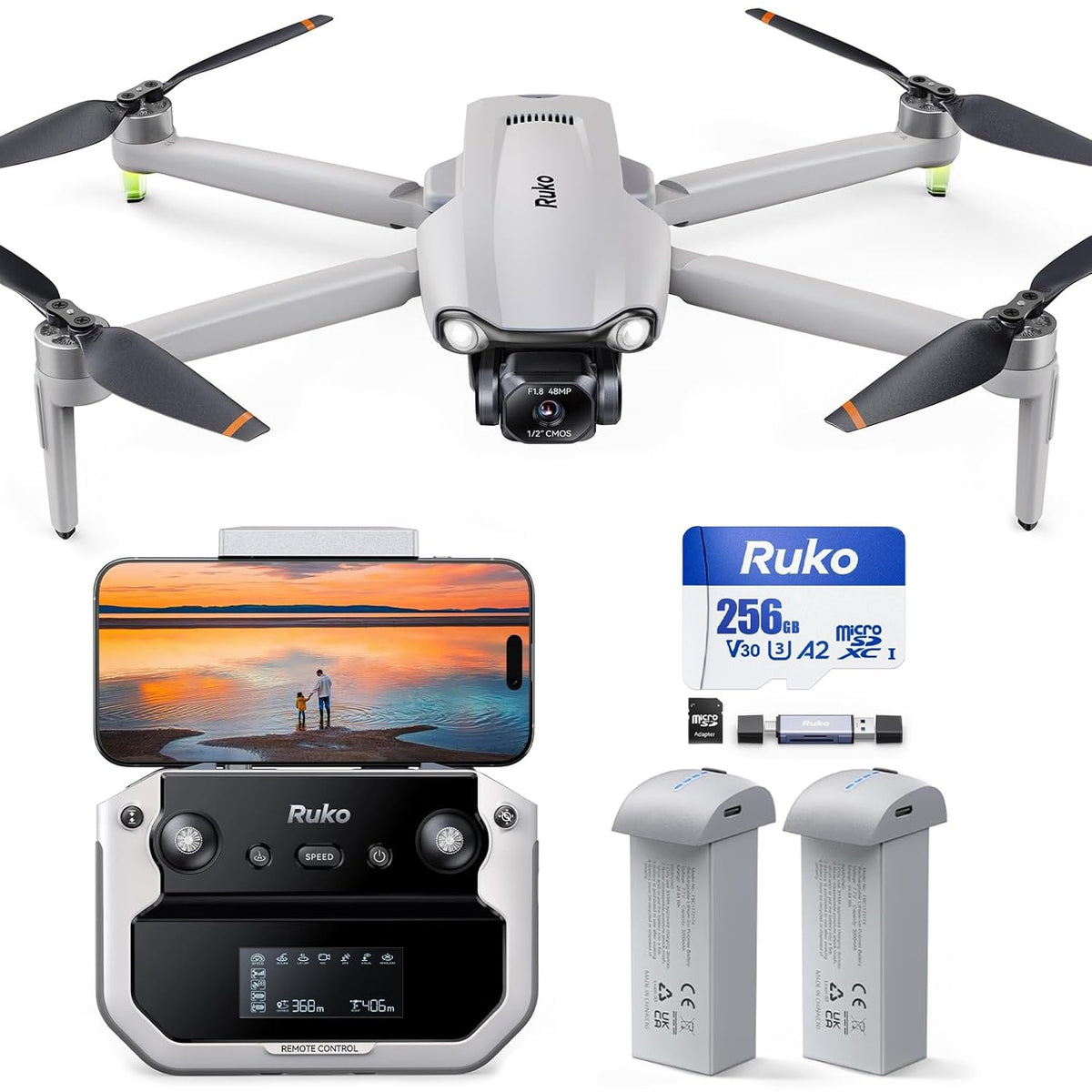 Ruko R256G MicroSD card and F11PRO 2 Plus Drones with Camera for Adults